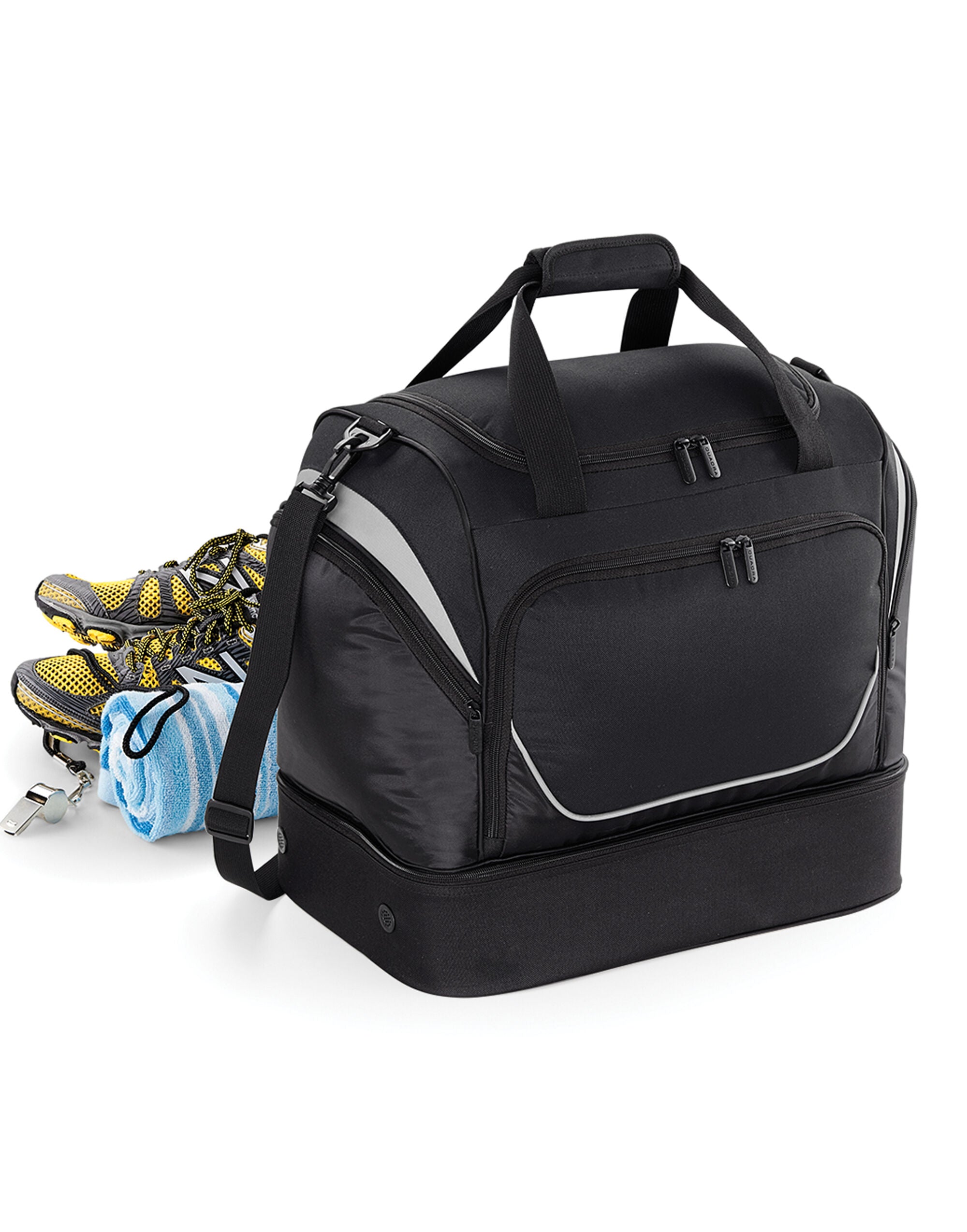 Quadra Pro Team Hardbase Holdall qs285 - Black Light Grey O S - Customisable Bags
