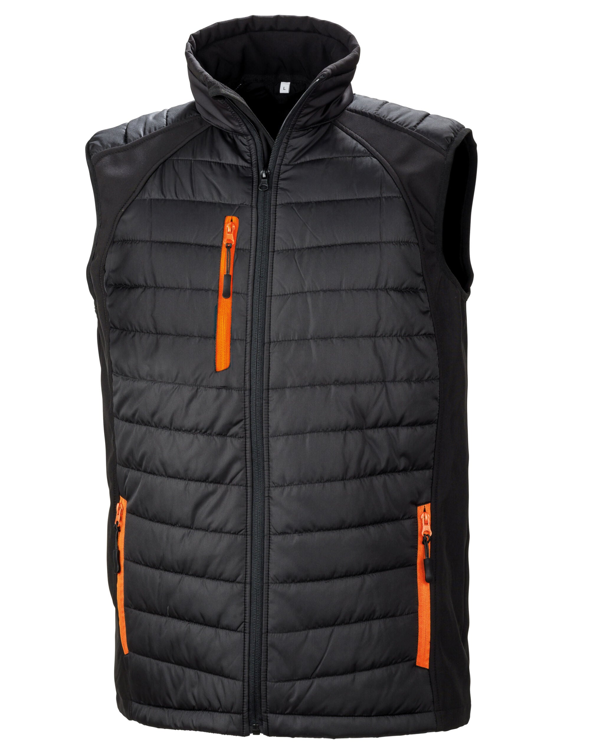 Result Black Compass Softshell Gilet R238X - Black Orange - Customisable Bodywarmer