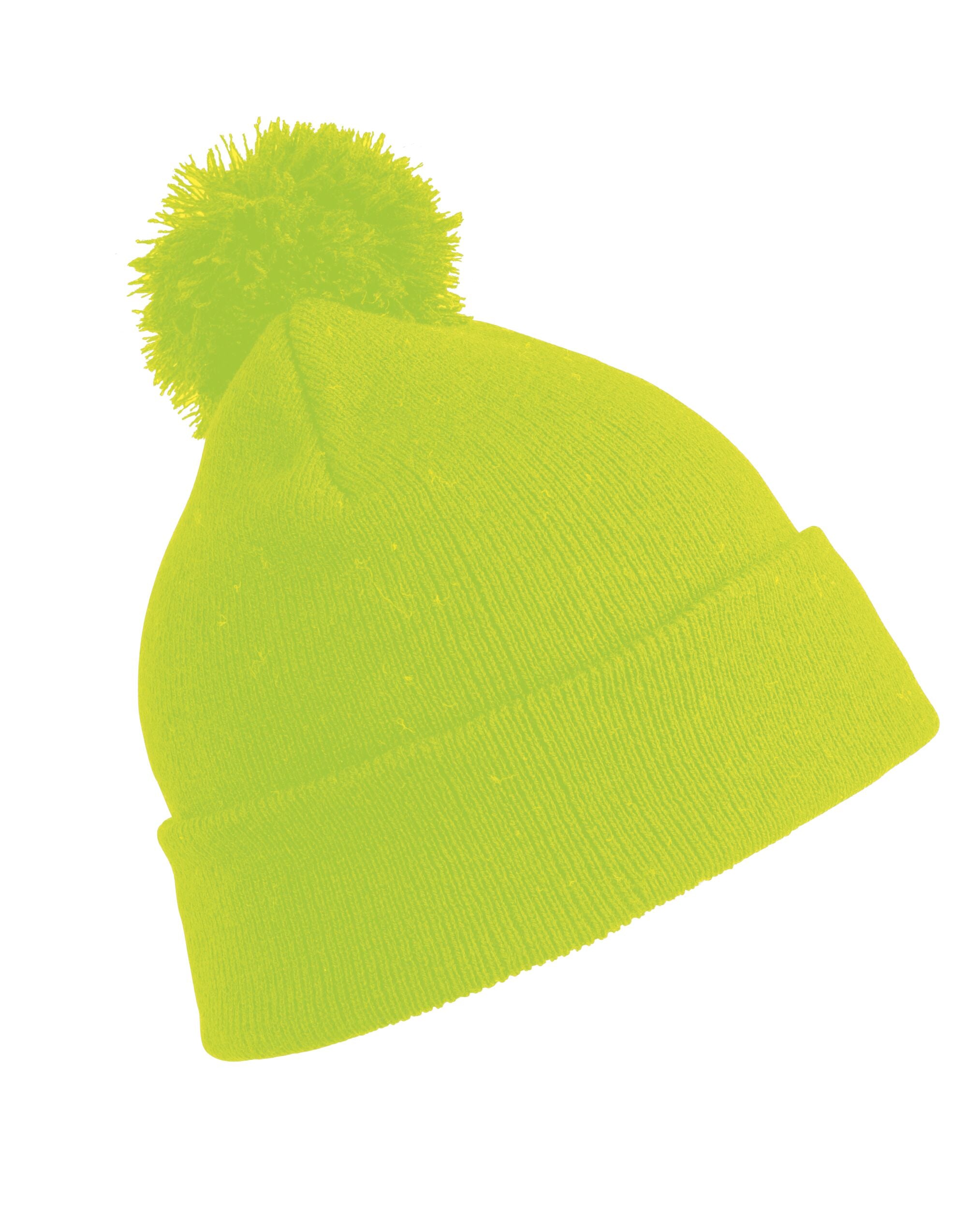 Result Winter Junior Pom Pom Beanie rc028j - Fluoresent Yellow O S - Customisable Caps