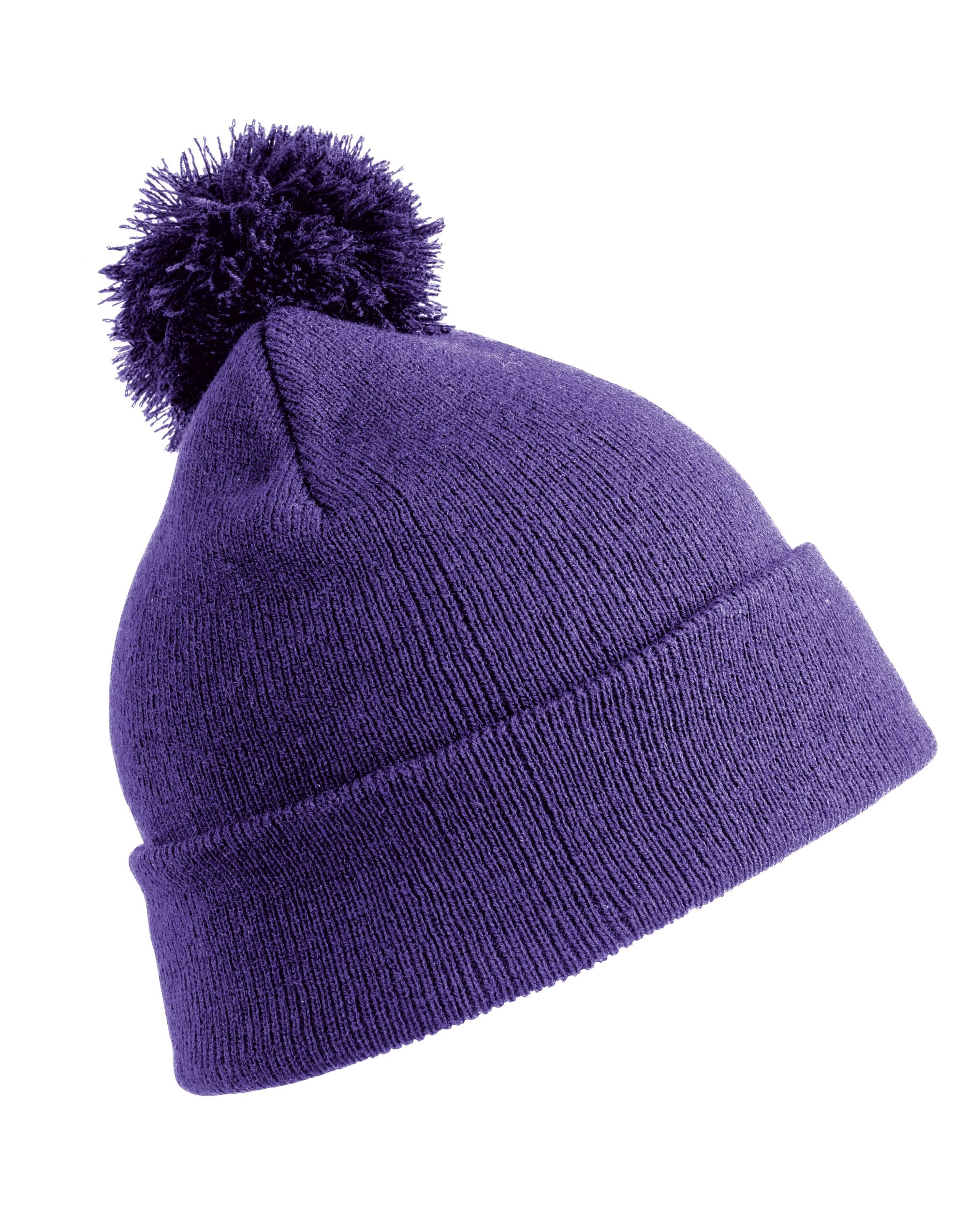 Result Winter Junior Pom Pom Beanie rc028j - Purple O S - Customisable Caps