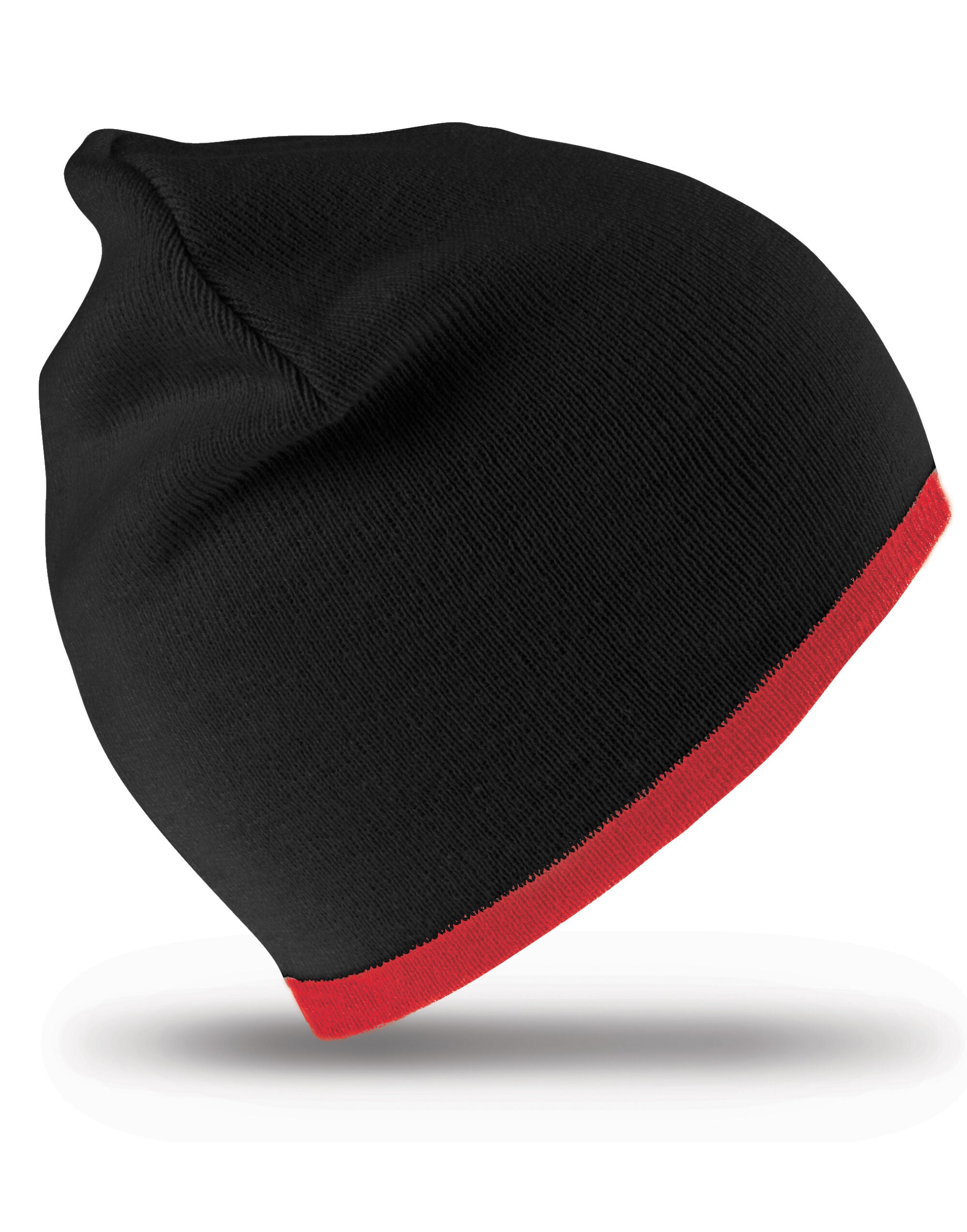 Result Winter Reversible Fashion Fit Hat rc46 - Black Red O S - Customisable Hats