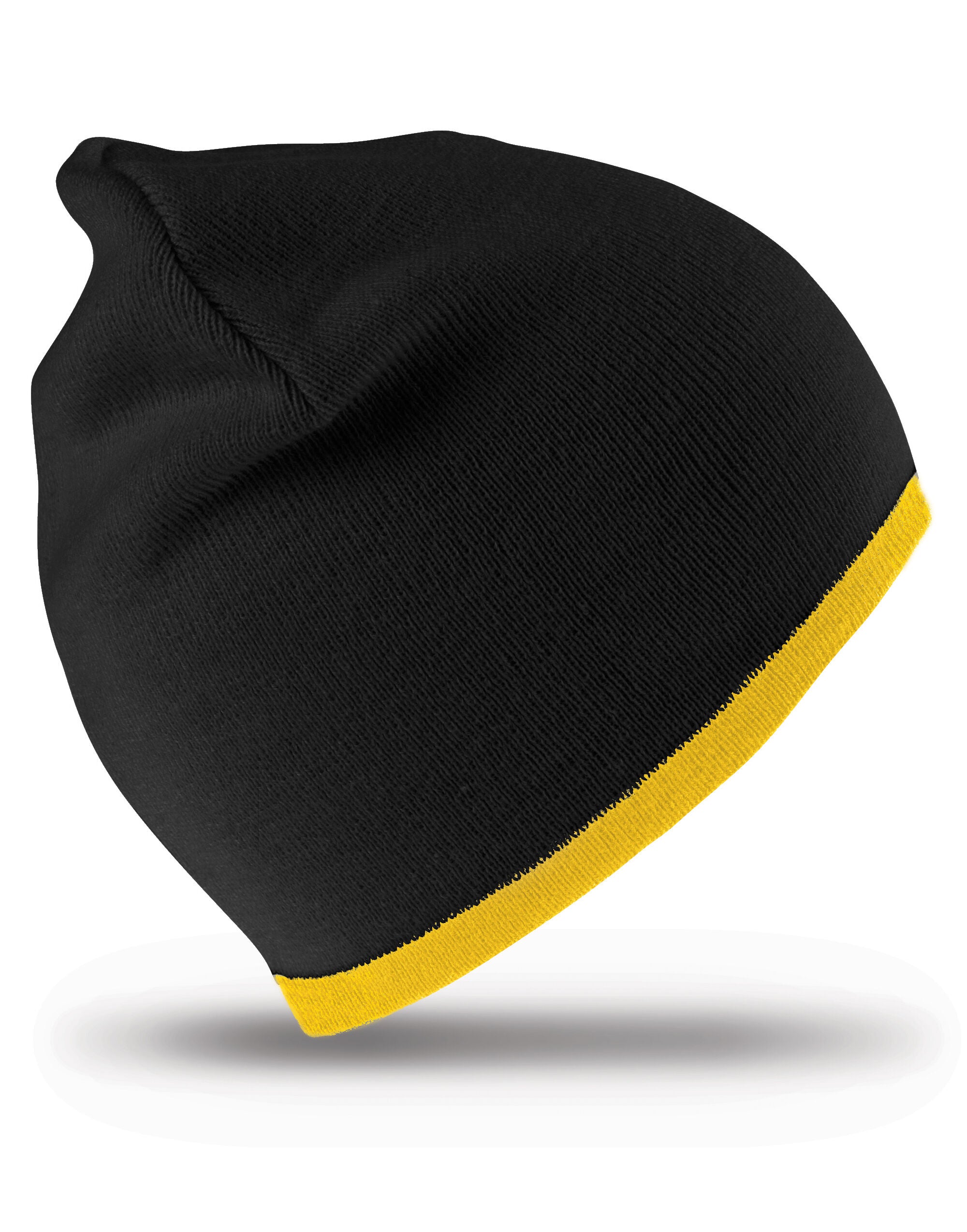 Result Winter Reversible Fashion Fit Hat rc46 - Black Yellow O S - Customisable Hats