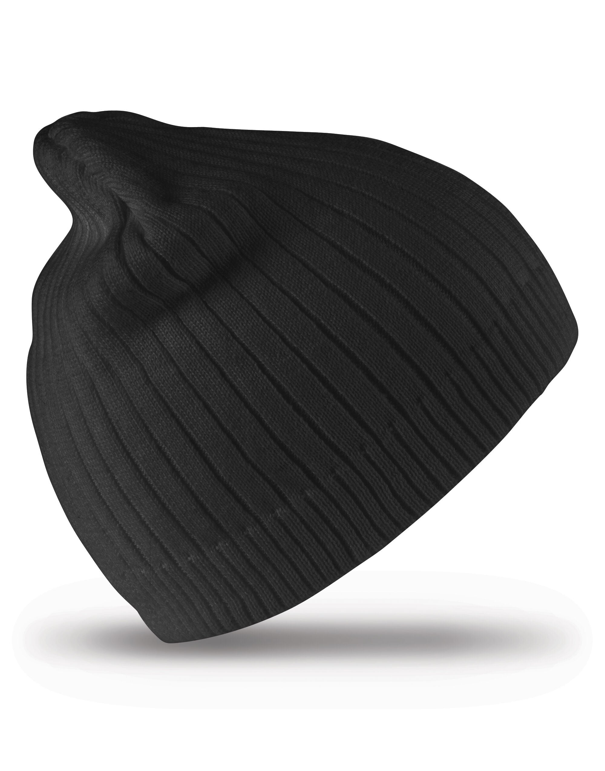 Result Winter Essentials Result Winter Double Knit Cotton Beanie RC74 - Black O S - Customisable