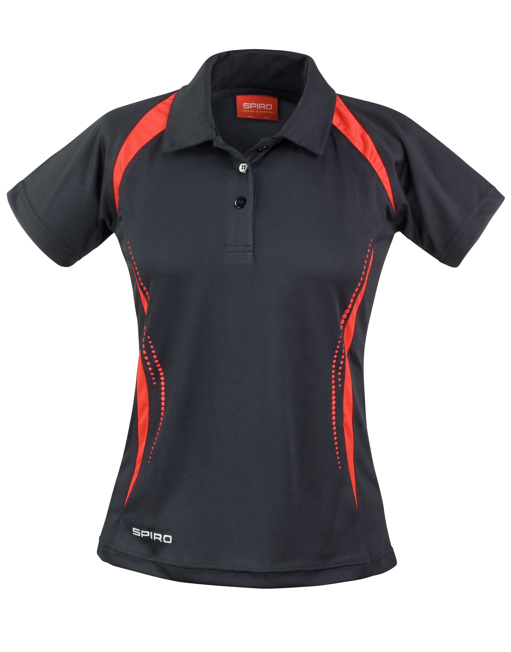 Spiro Ladies Team Spirit Polo Shirt S177F - Black Red - Customisable Polos