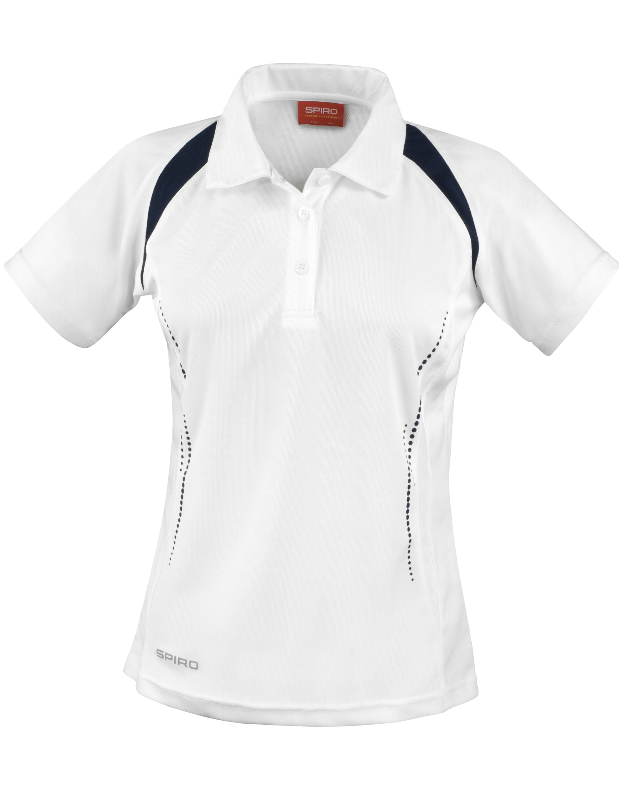 Spiro Ladies Team Spirit Polo Shirt S177F - White Navy - Customisable Polos