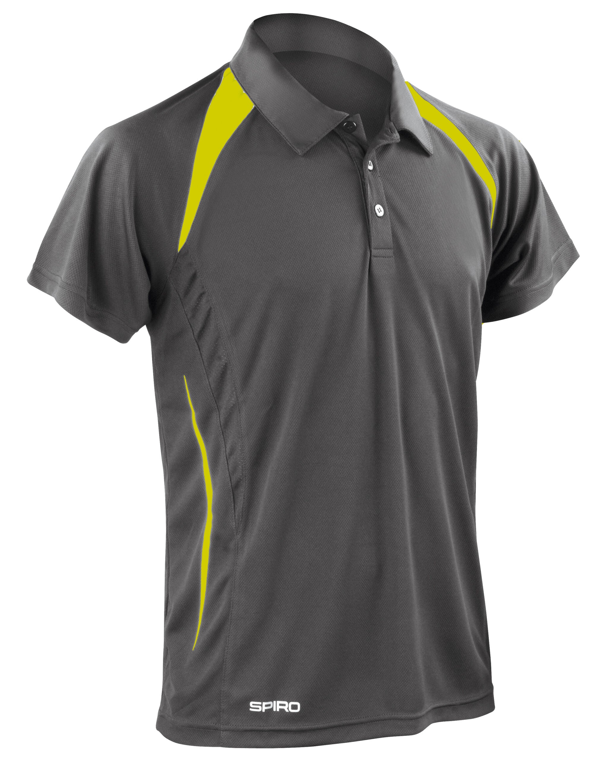 Spiro Mens Team Spirit Polo Shirt S177M - Grey Lime - Customisable Polos