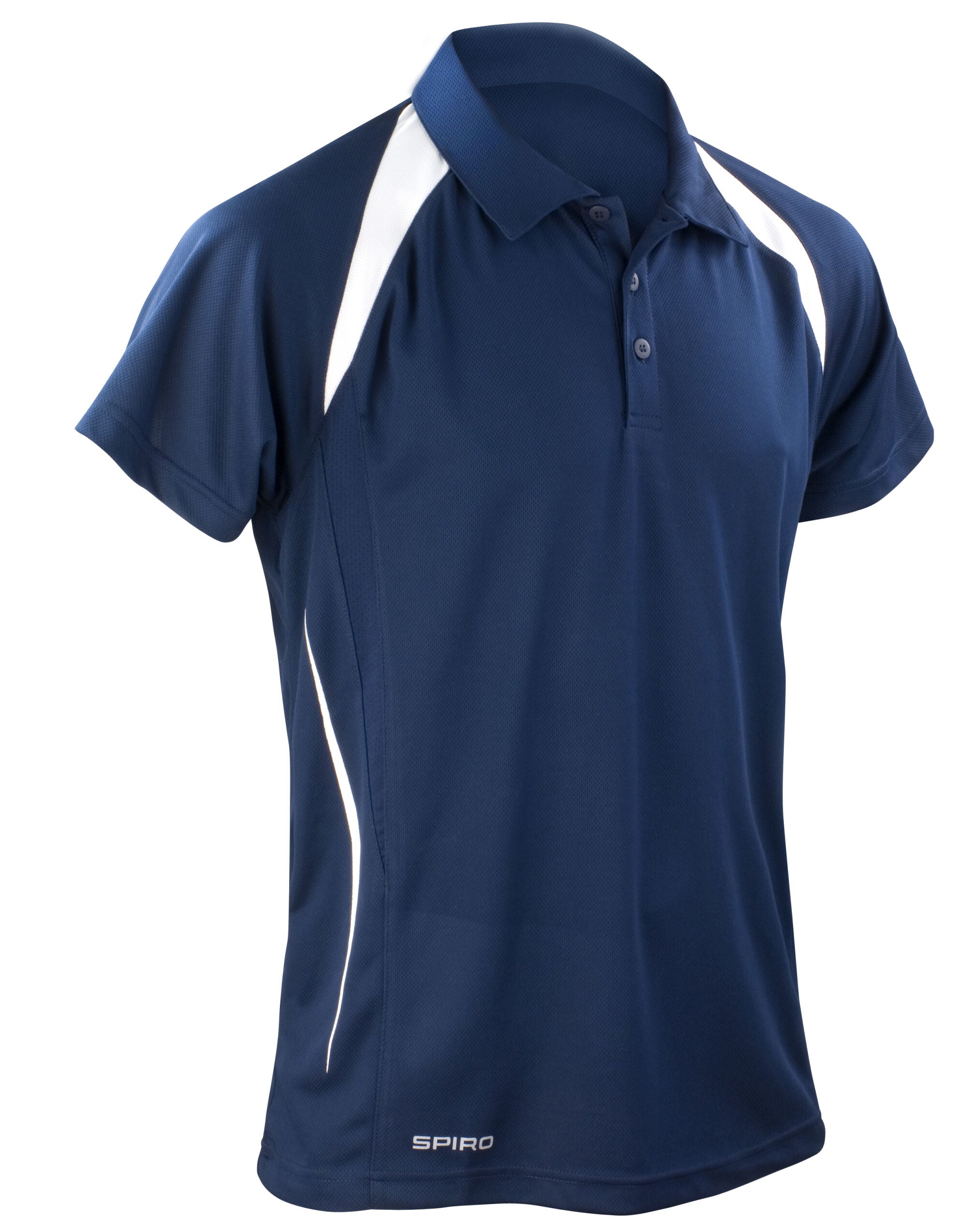 Spiro Mens Team Spirit Polo Shirt S177M - Navy White - Customisable Polos