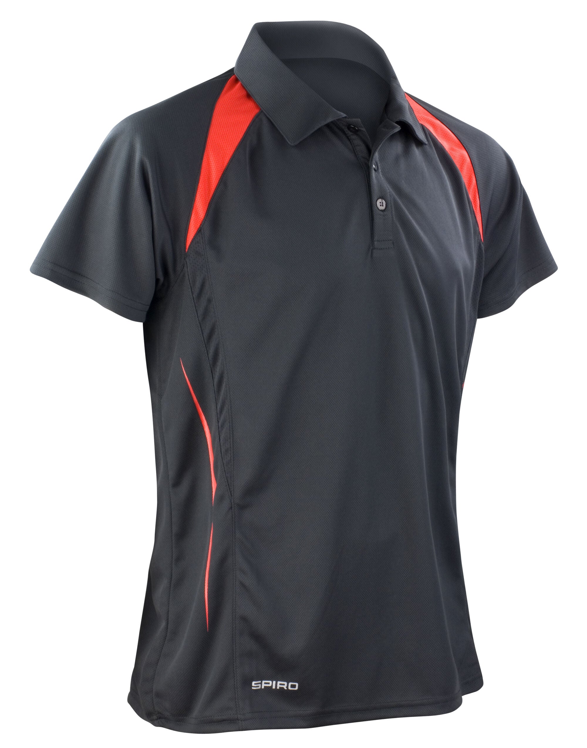 Spiro Mens Team Spirit Polo Shirt S177M - Black Red - Customisable Polos