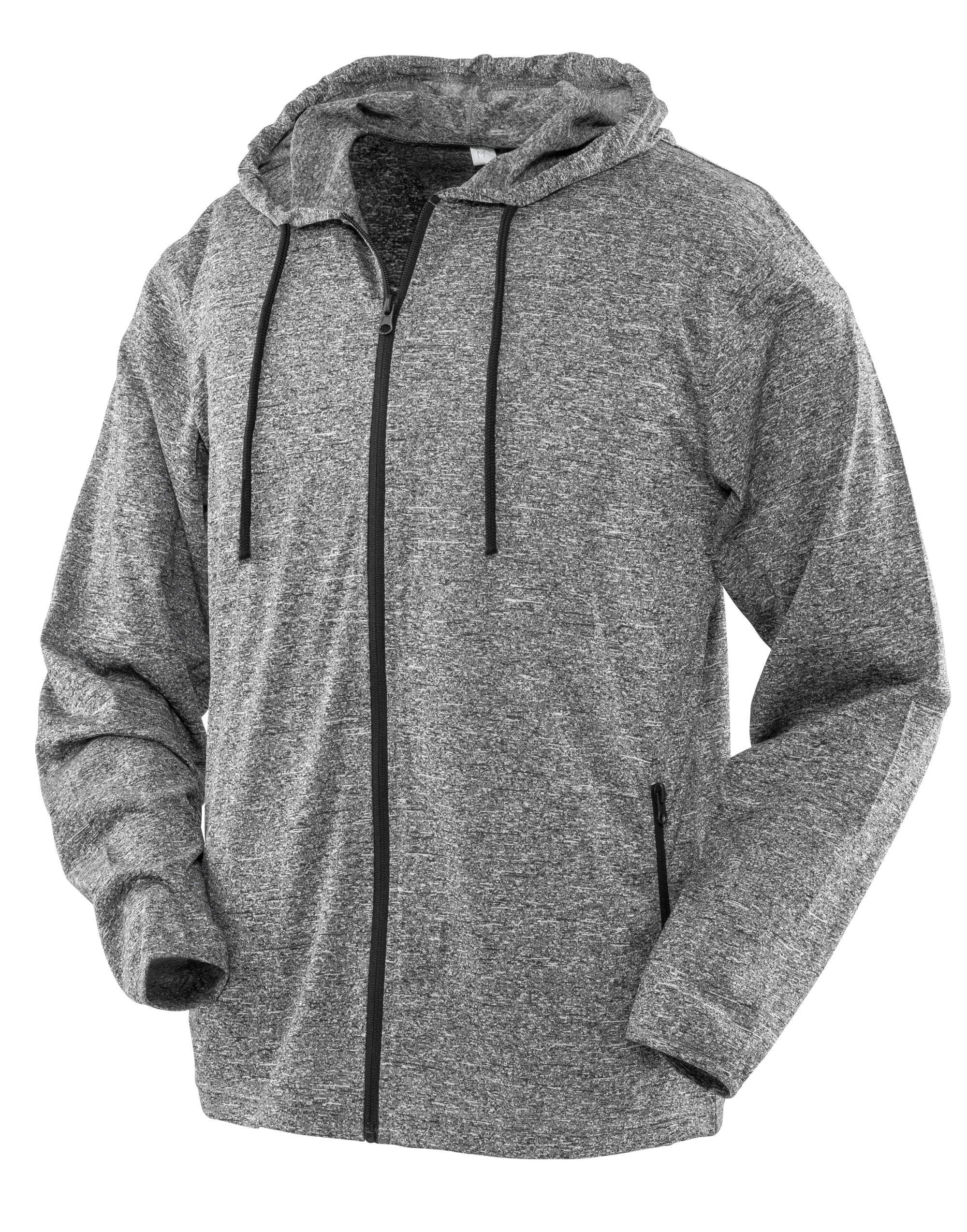 Spiro Fitness Mens Hooded Tee Jacket s277m - Grey Black - Customisable Jackets