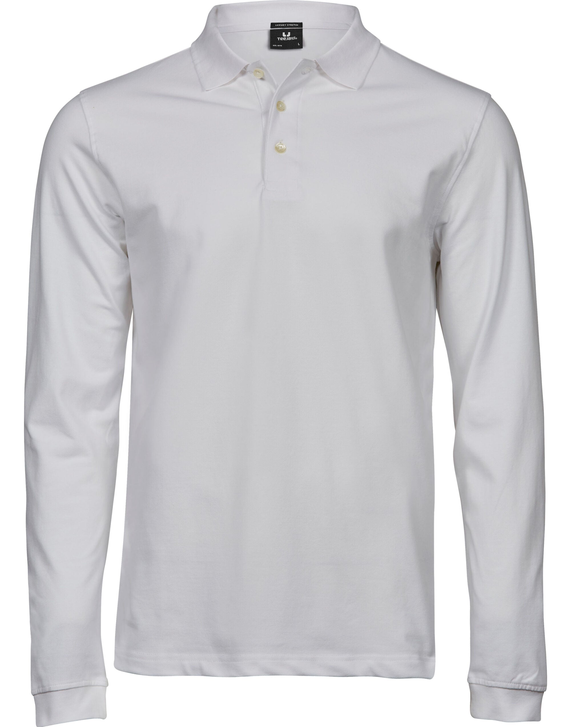 Tee Jays Mens Luxury L/S Stretch Polo TJ1406 - White - Customisable Polos