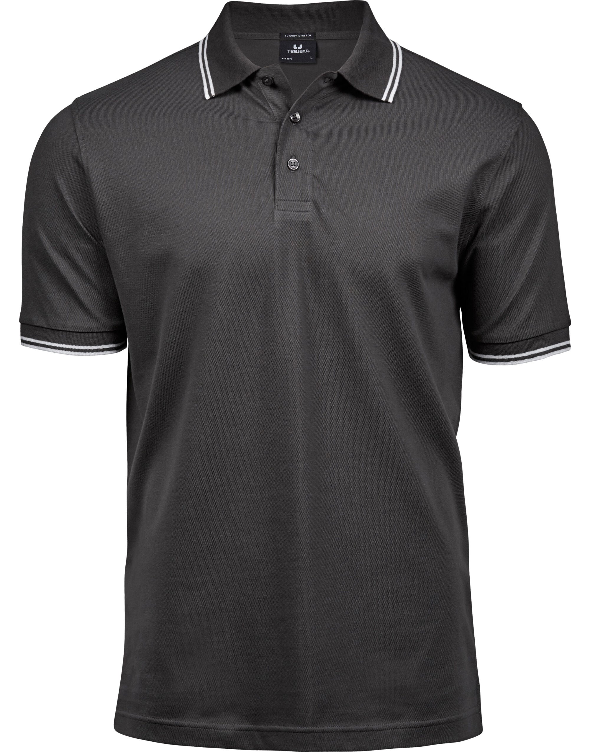 Tee Jays Mens Luxury Stripe Stretch Polo TJ1407 - Dark Grey White - Customisable Polos