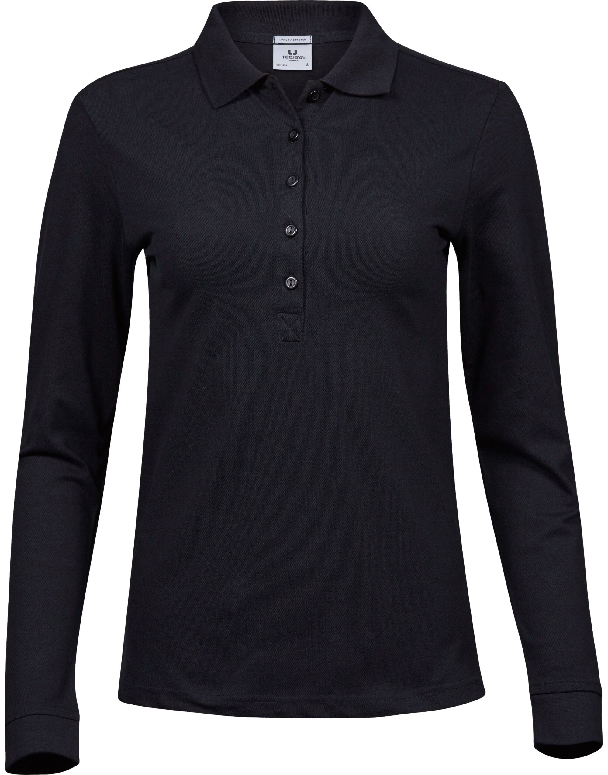 Tee Jays Ladies Luxury L/S Stretch Polo TJ146 - Black - Customisable Polos