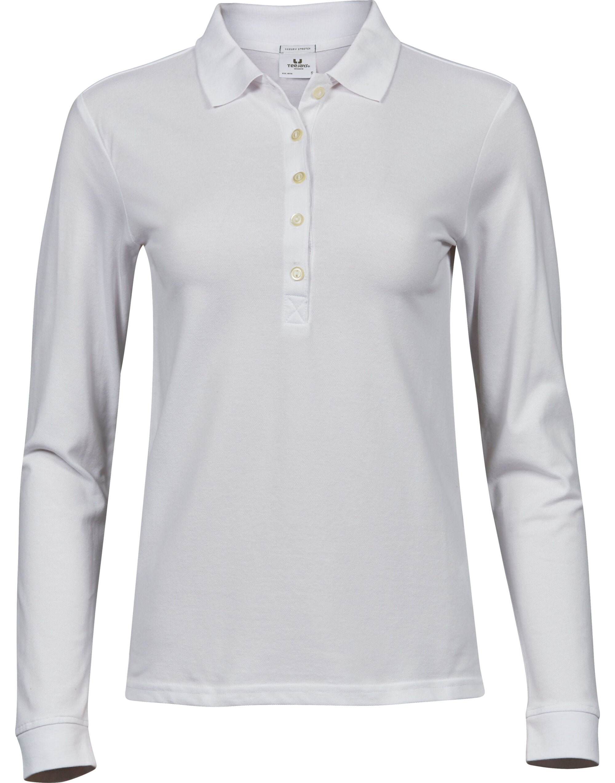 Tee Jays Ladies Luxury L/S Stretch Polo TJ146 - White - Customisable Polos
