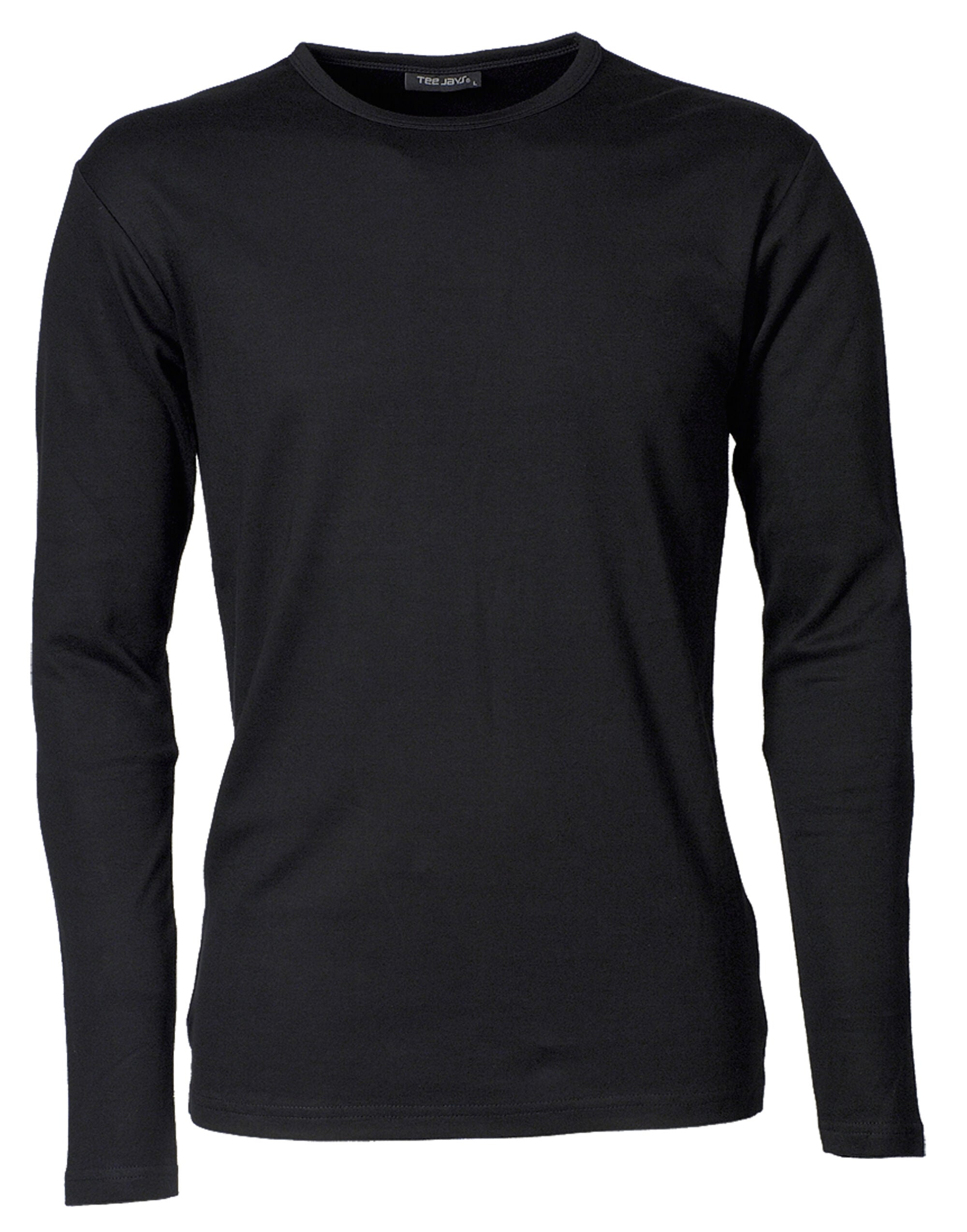 Tee Jays Mens Long Sleeve Interlock Tee TJ530 - Black - Customisable T-Shirts