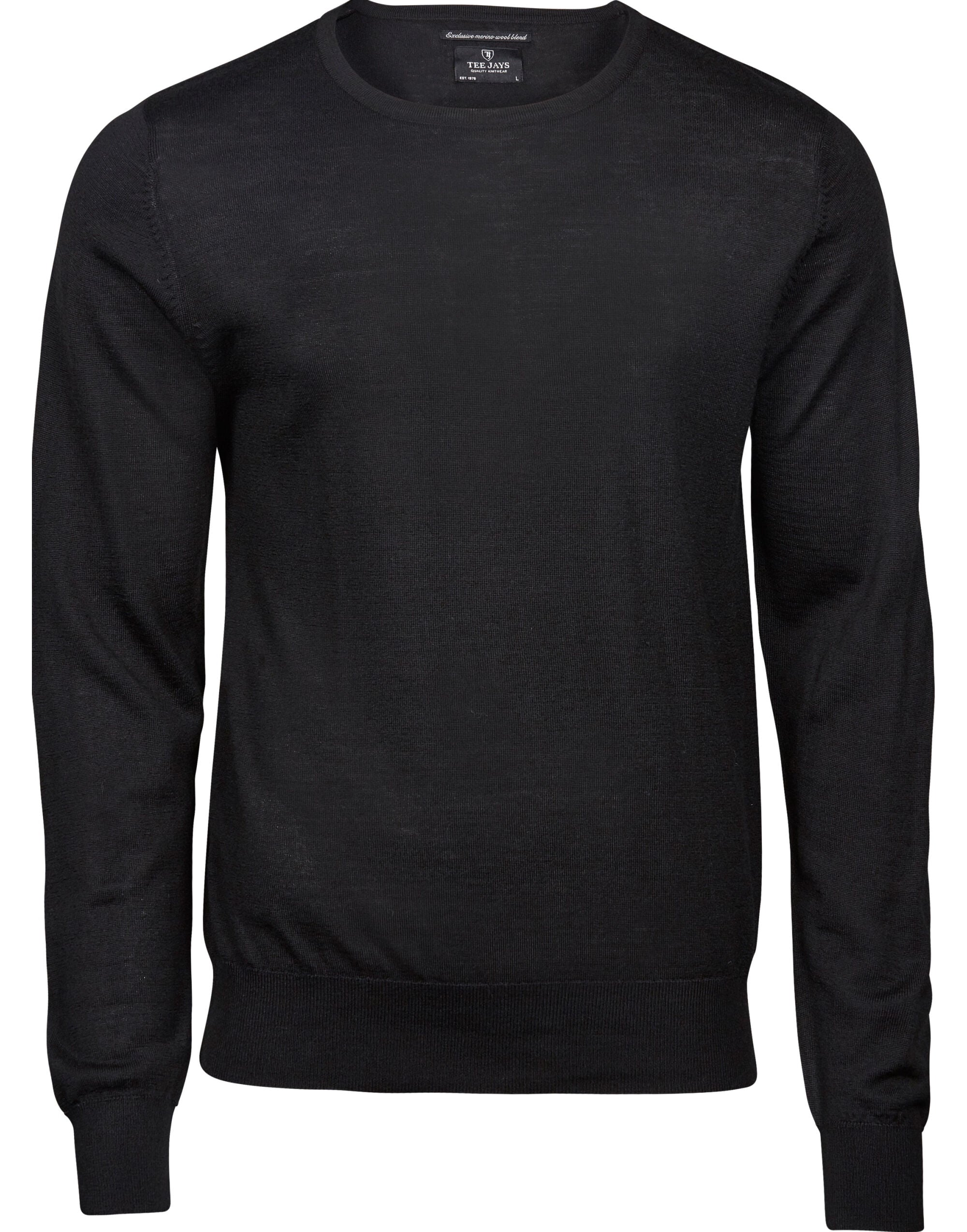 Tee Jays Mens Crew Neck Knitted Sweater TJ6000 - Black - Customisable Jumper
