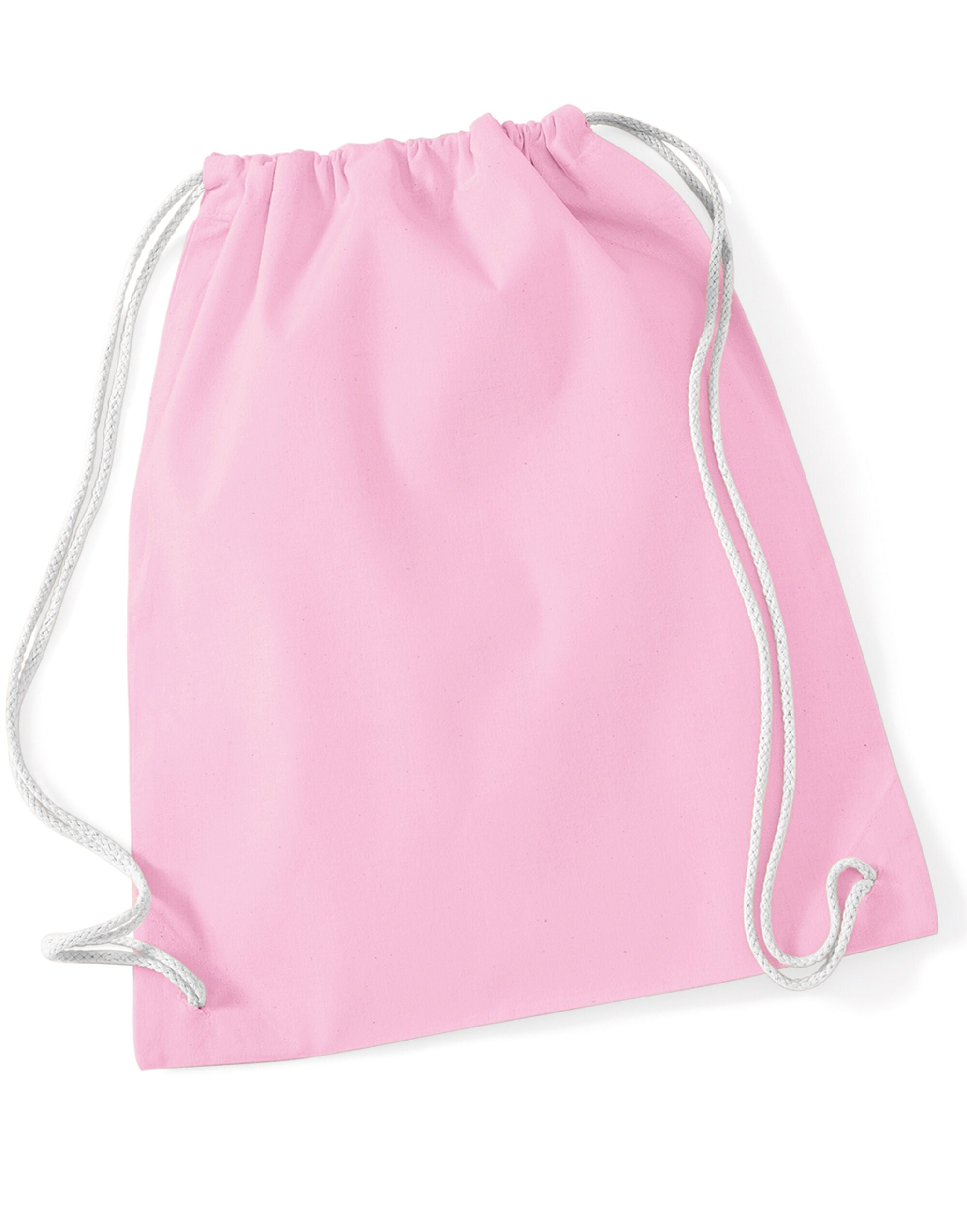 Westford Mill Cotton Gymsac w110 - CLassic Pink White O S - Customisable Bags