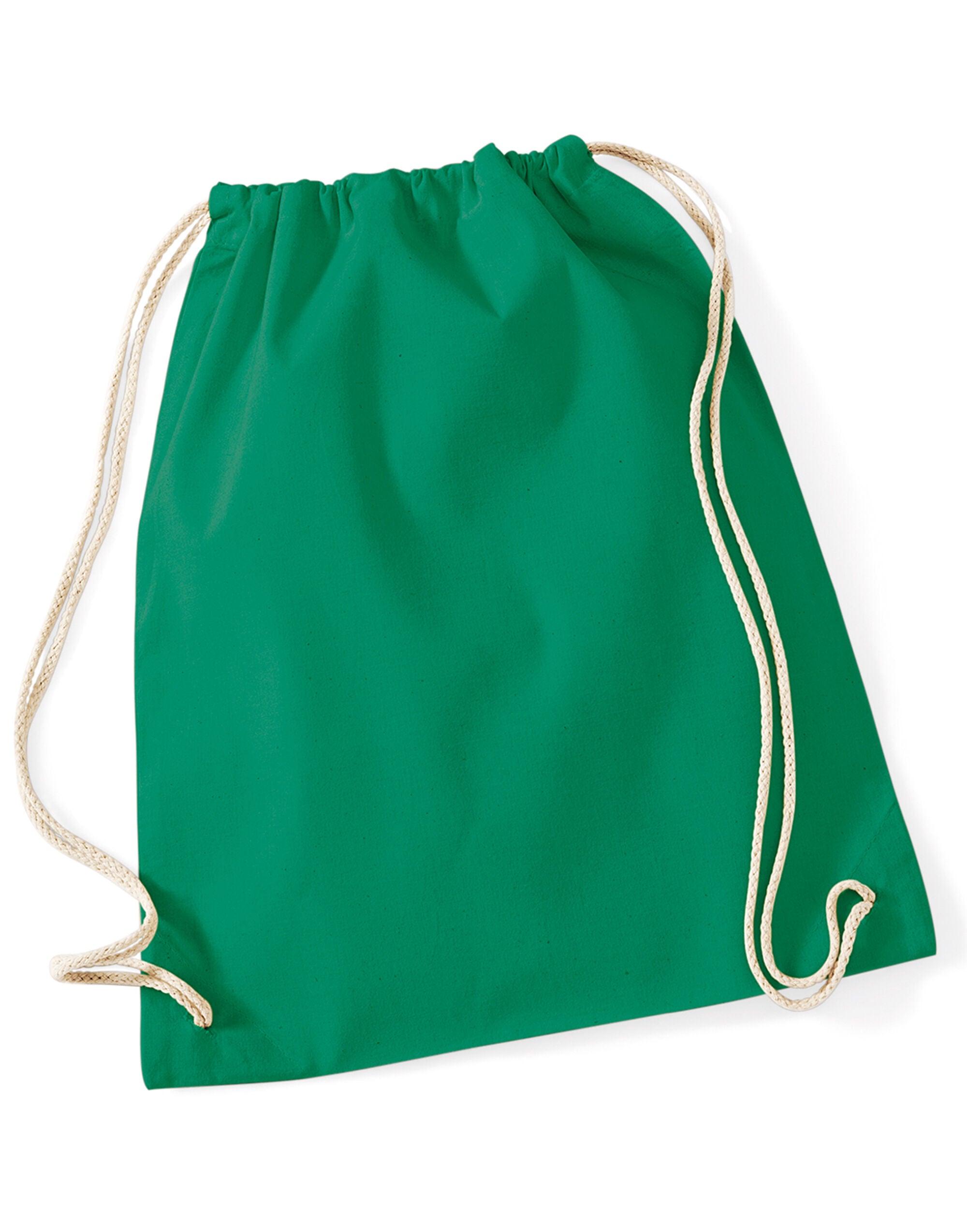 Westford Mill Cotton Gymsac w110 - Kelly Green O S - Customisable Bags