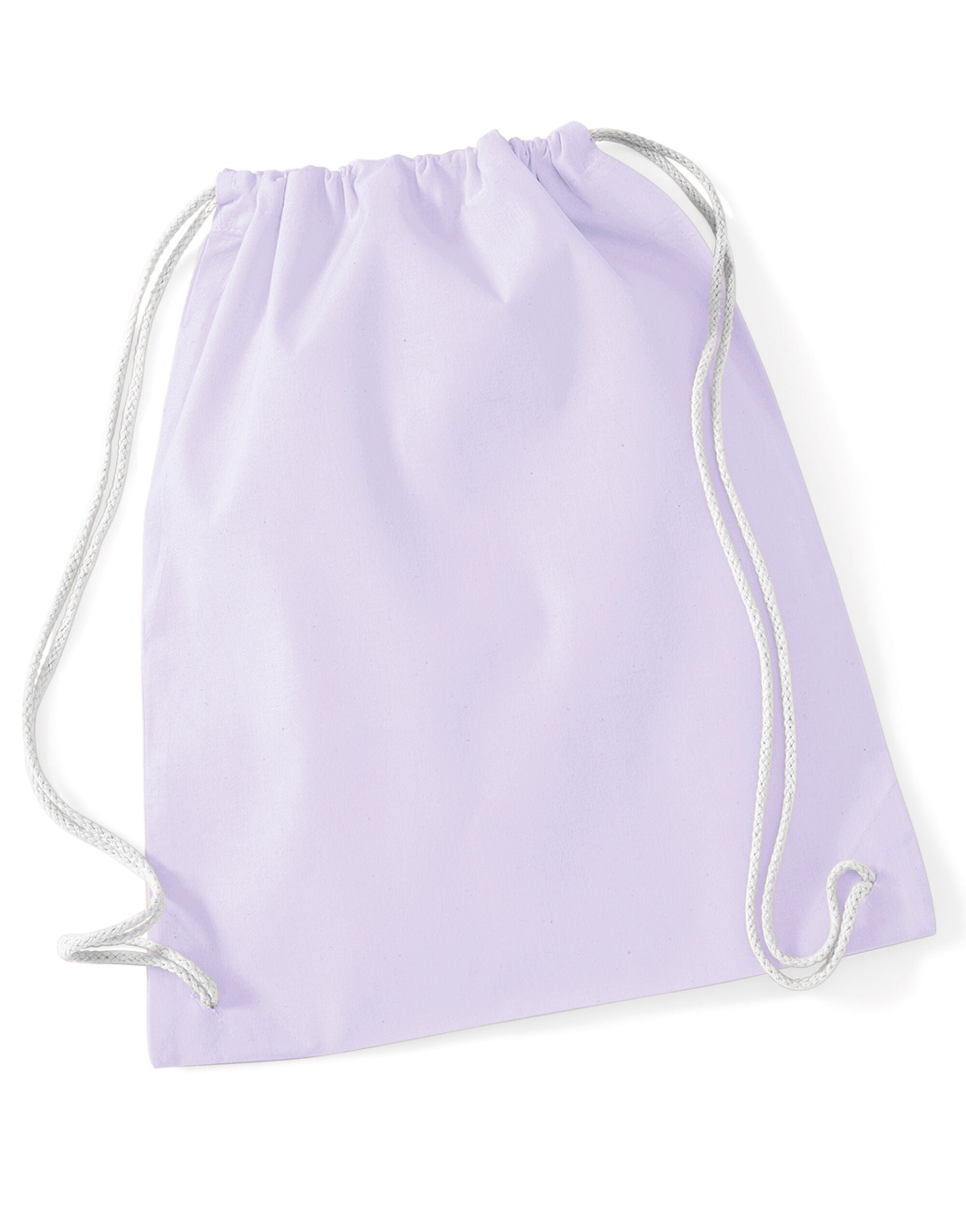 Westford Mill Cotton Gymsac w110 - Lavender White O S - Customisable Bags