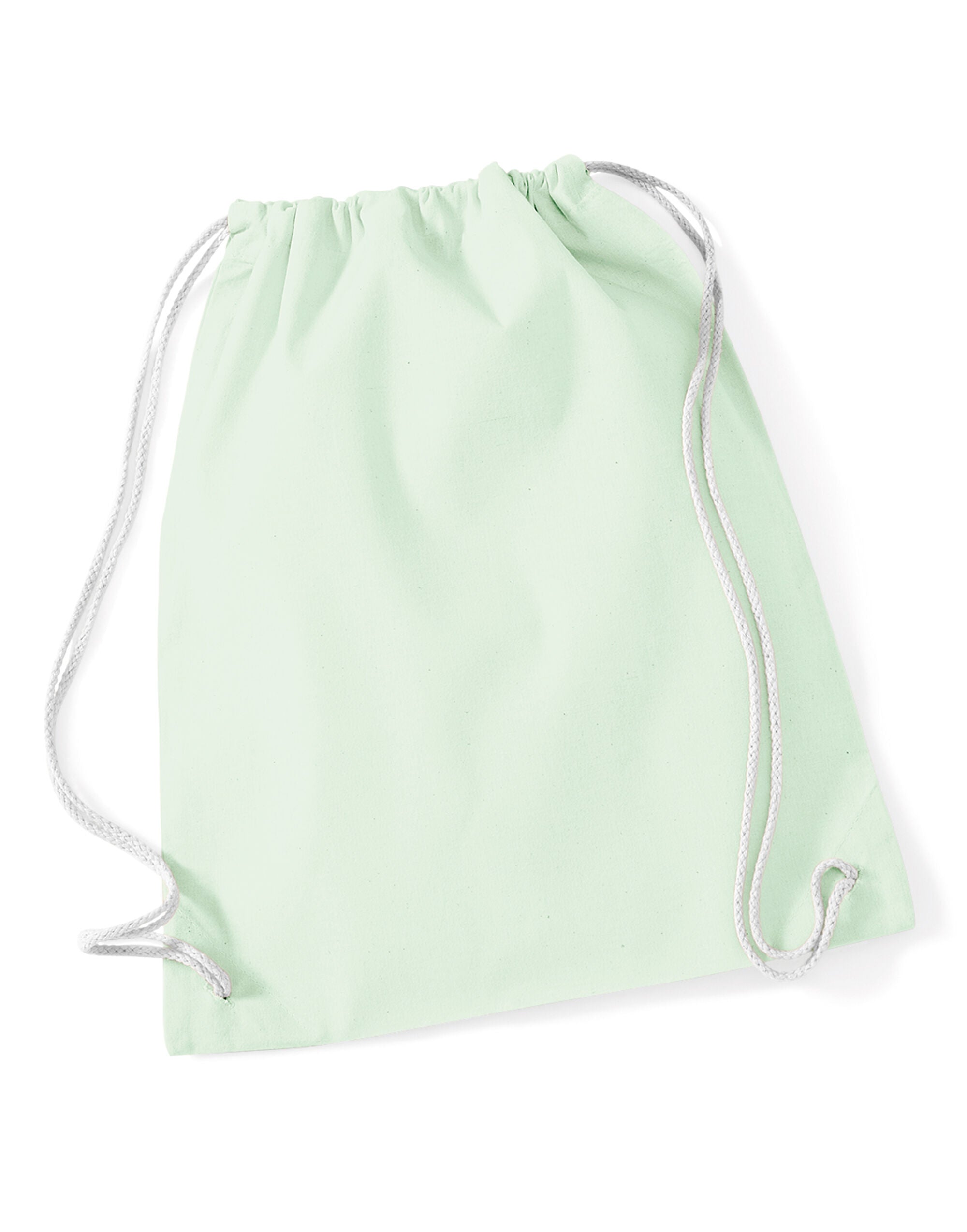 Westford Mill Cotton Gymsac w110 - Pastel Mint White O S - Customisable Bags