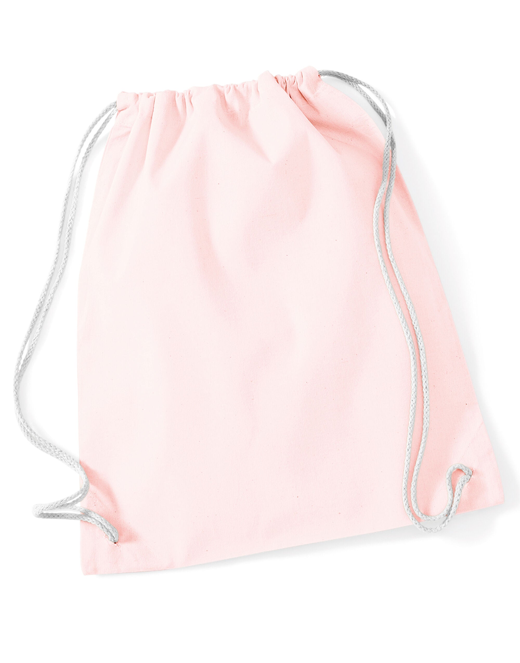 Westford Mill Cotton Gymsac w110 - Pastel Pink White O S - Customisable Bags