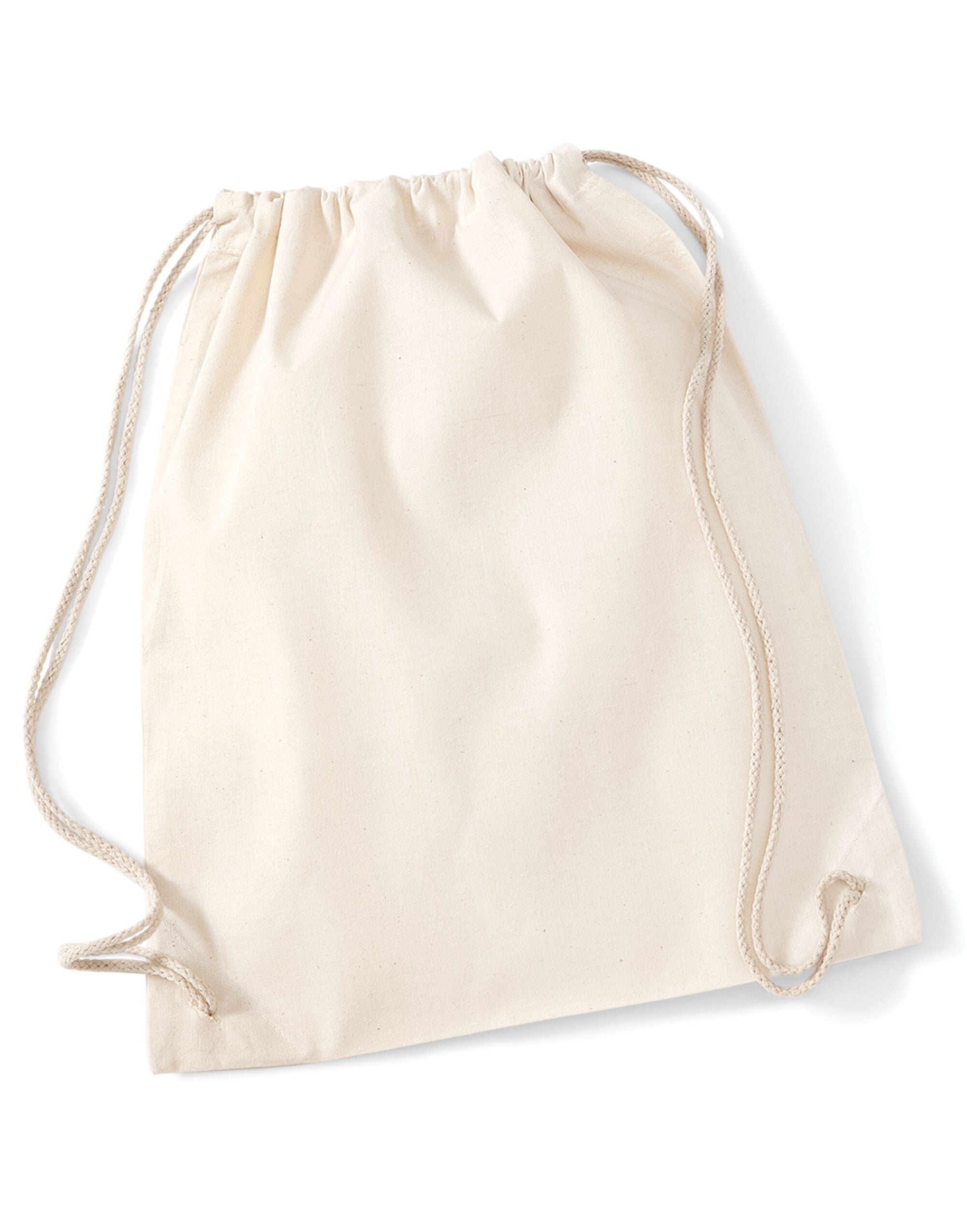 Westford Mill Cotton Gymsac w110 - Natural O S - Customisable Bags