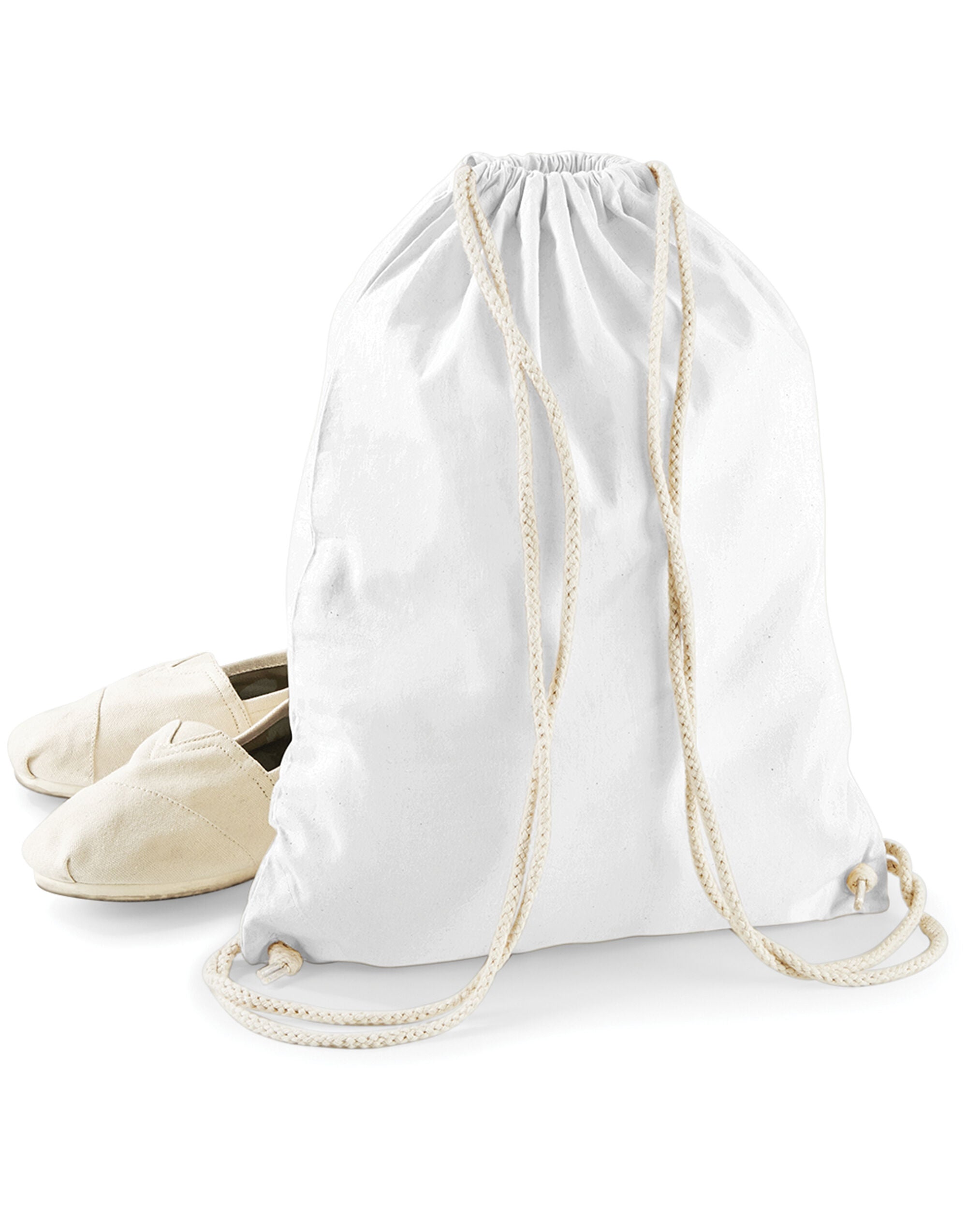 Westford Mill Cotton Gymsac w110 - White O S - Customisable Bags