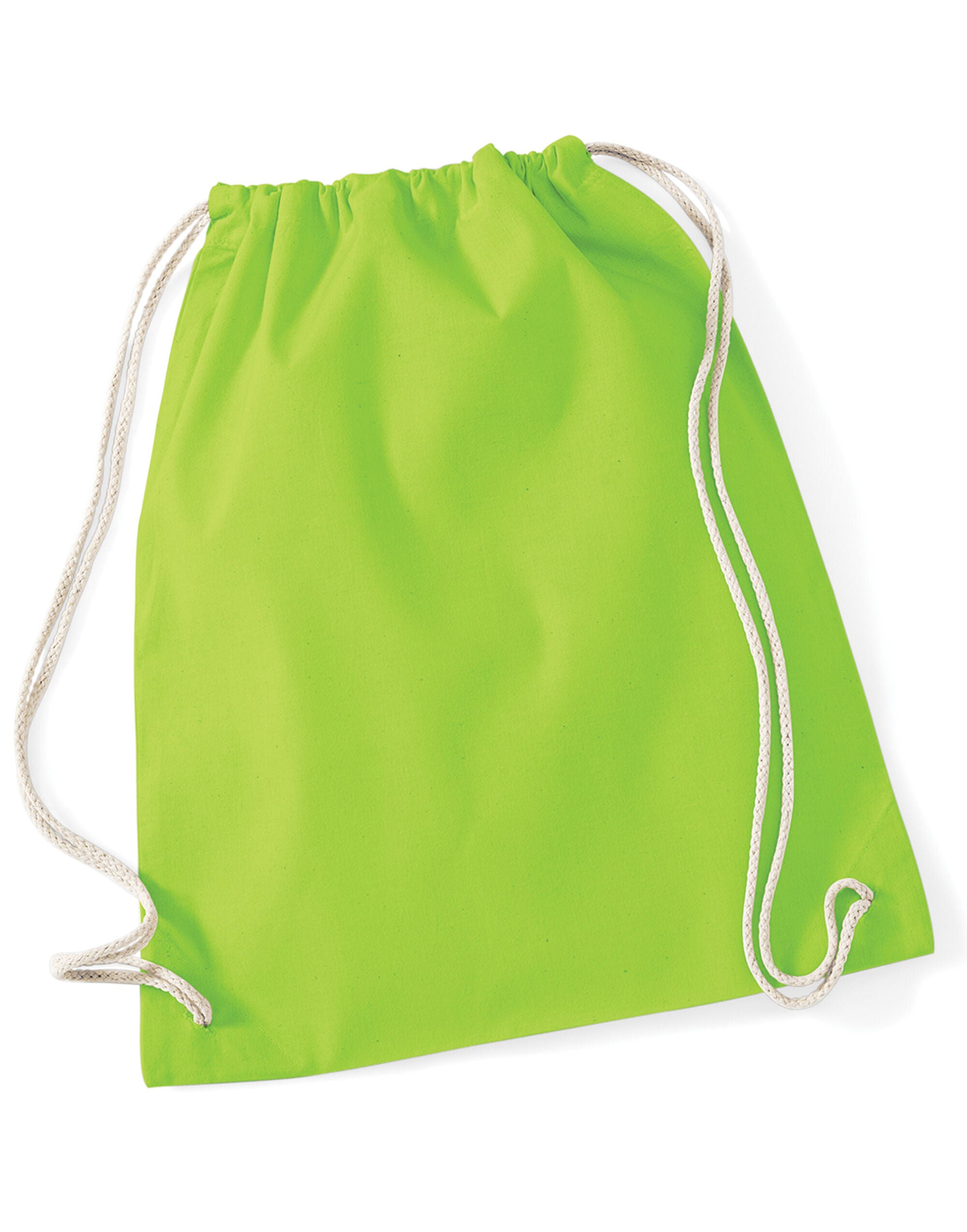 Westford Mill Cotton Gymsac w110 - Lime O S - Customisable Bags