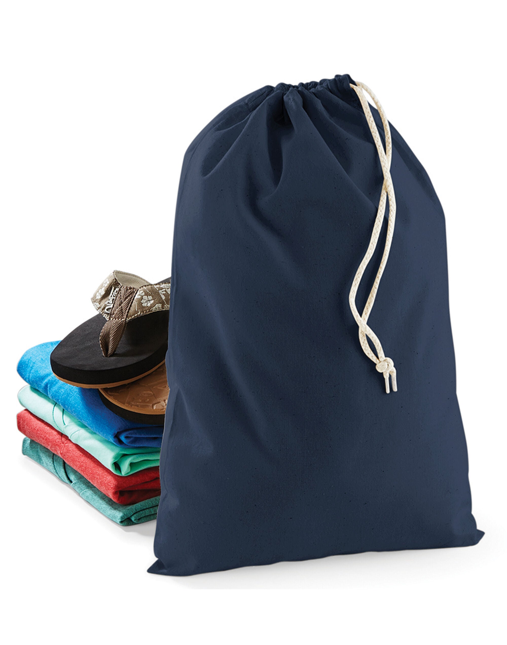 Westford Mill Cotton Stuff Bag w115 - Navy - Customisable Bags