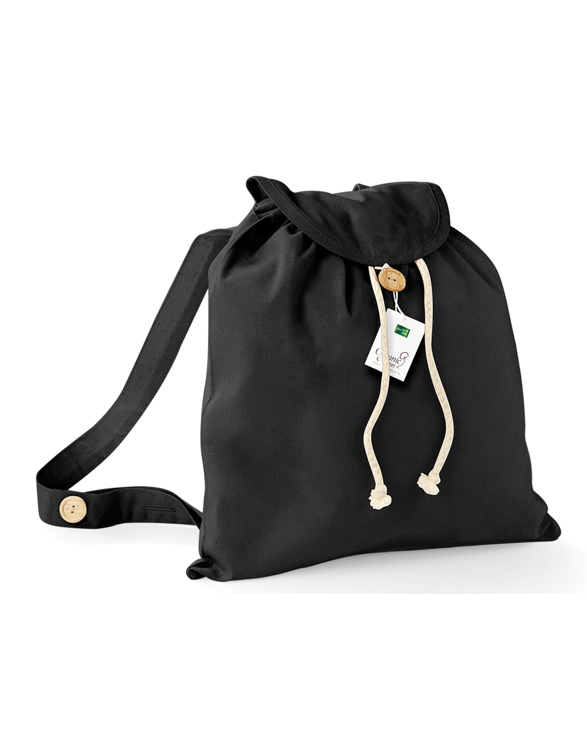 Westford Mill Organic Festival Backpack w185 - Black O S - Customisable Bags