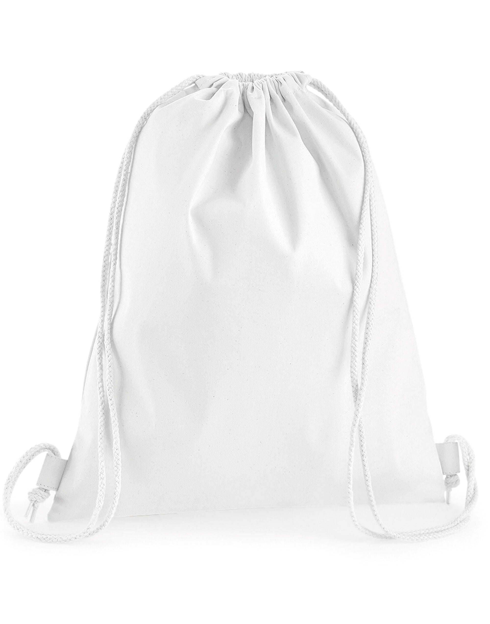 Westford Mill Premium Cotton Gymsac w210 - White O S - Customisable Bags