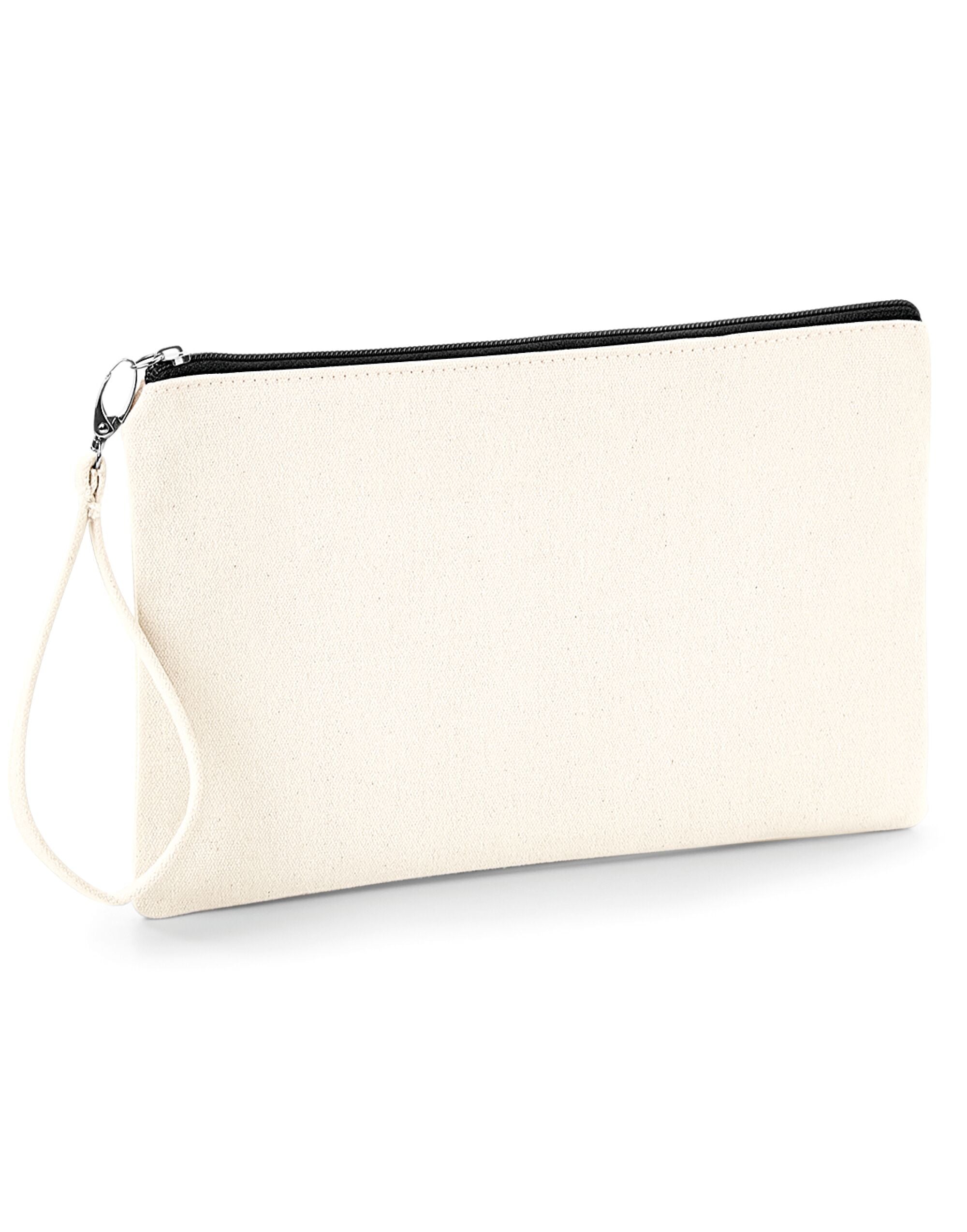 Westford Mill Canvas Wristlet Pouch w520 - Natural Black O S - Customisable Bags