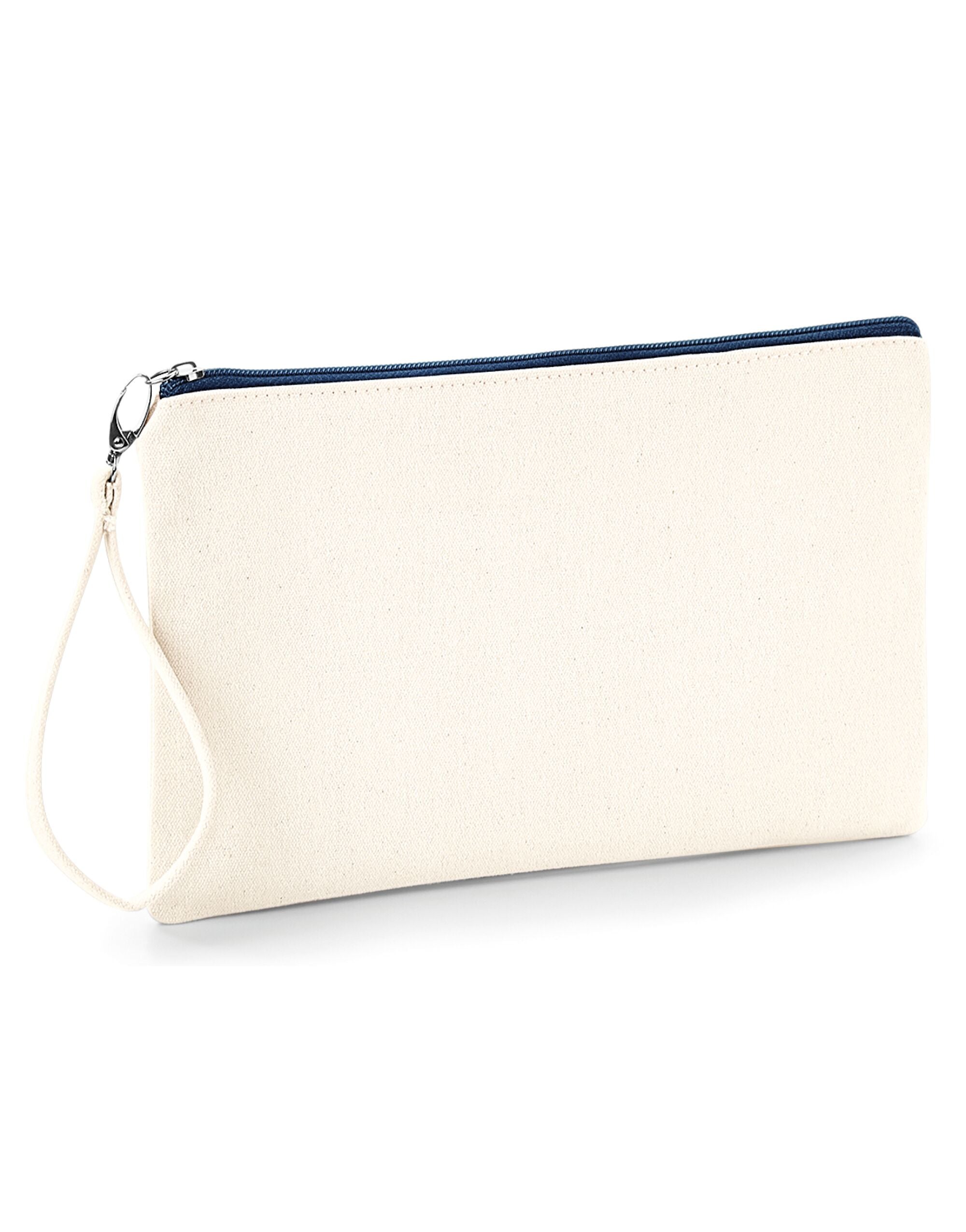 Westford Mill Canvas Wristlet Pouch w520 - Natural Navy O S - Customisable Bags