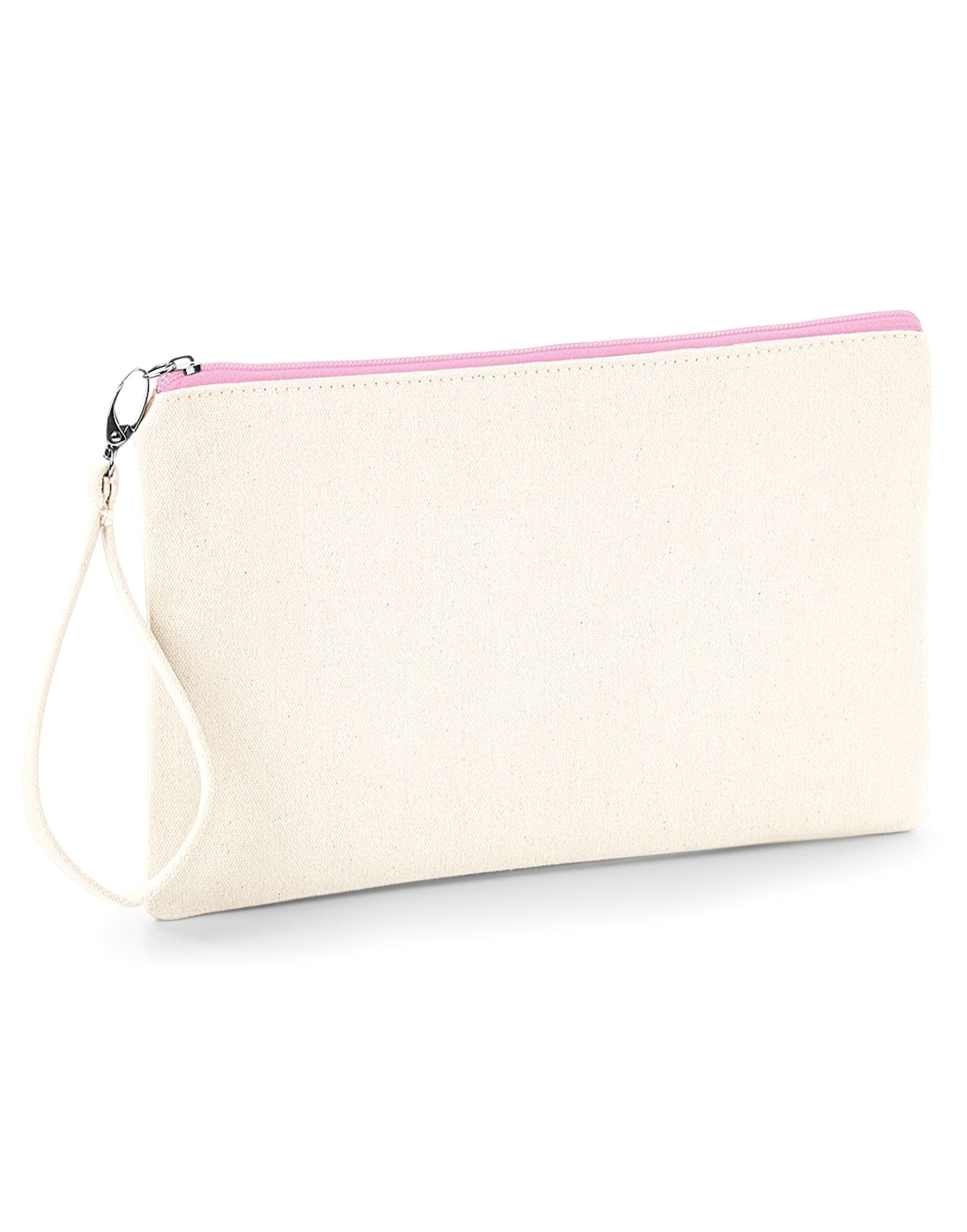 Westford Mill Canvas Wristlet Pouch w520 - Natural Pink O S - Customisable Bags
