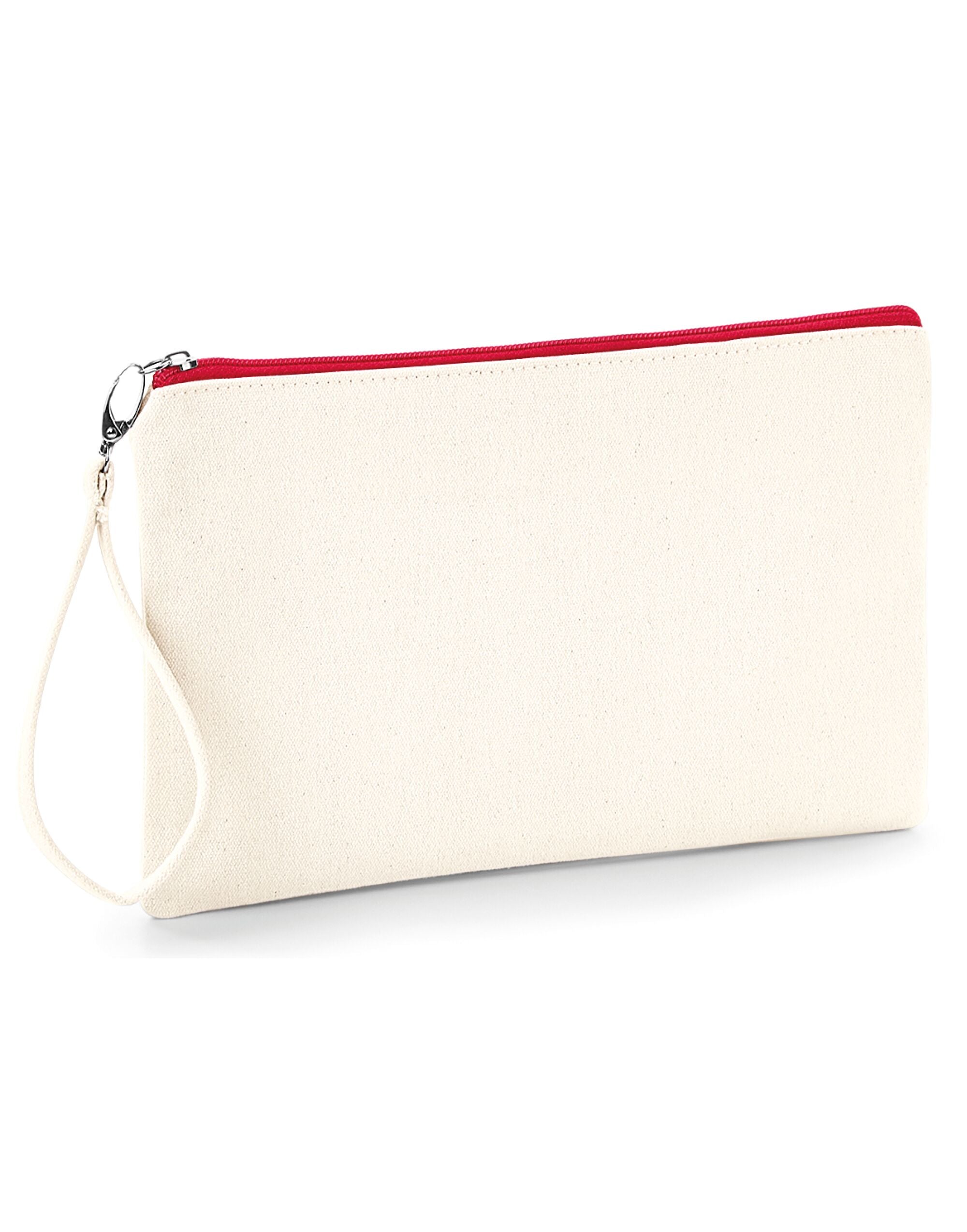Westford Mill Canvas Wristlet Pouch w520 - Natural Red O S - Customisable Bags