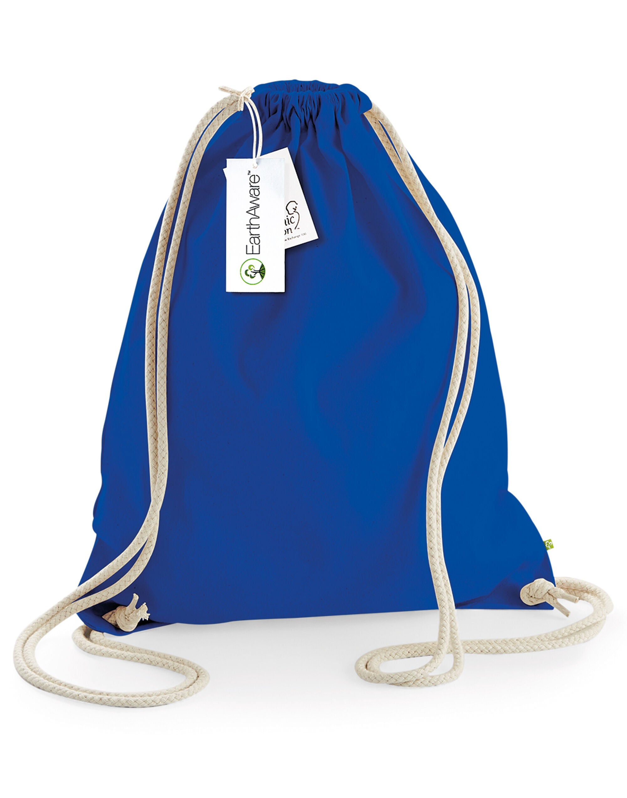 Westford Mill EarthAware Organic Gymsac w810 - Bright Royal O S - Customisable Bags