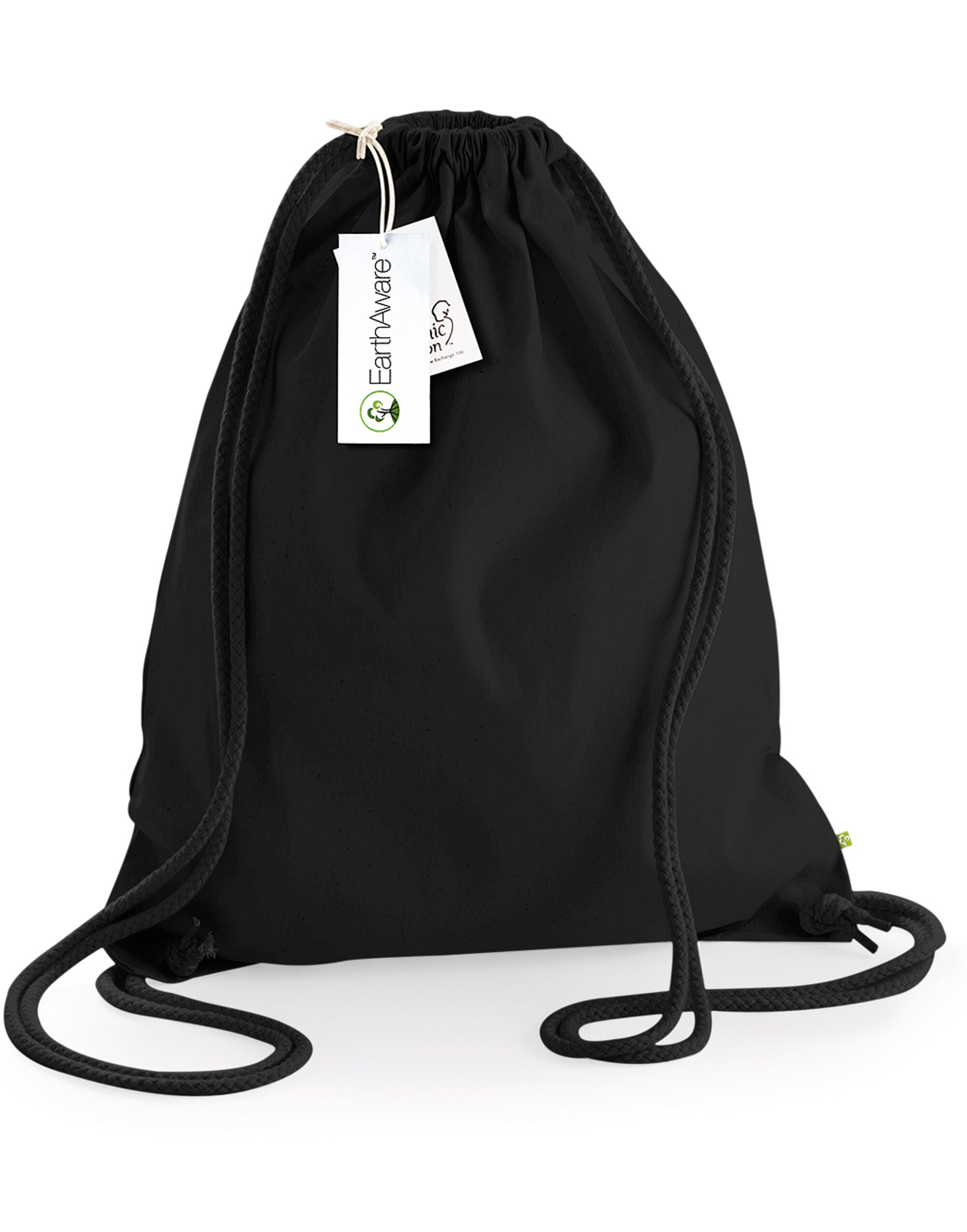 Westford Mill EarthAware Organic Gymsac w810 - Black Black O S - Customisable Bags