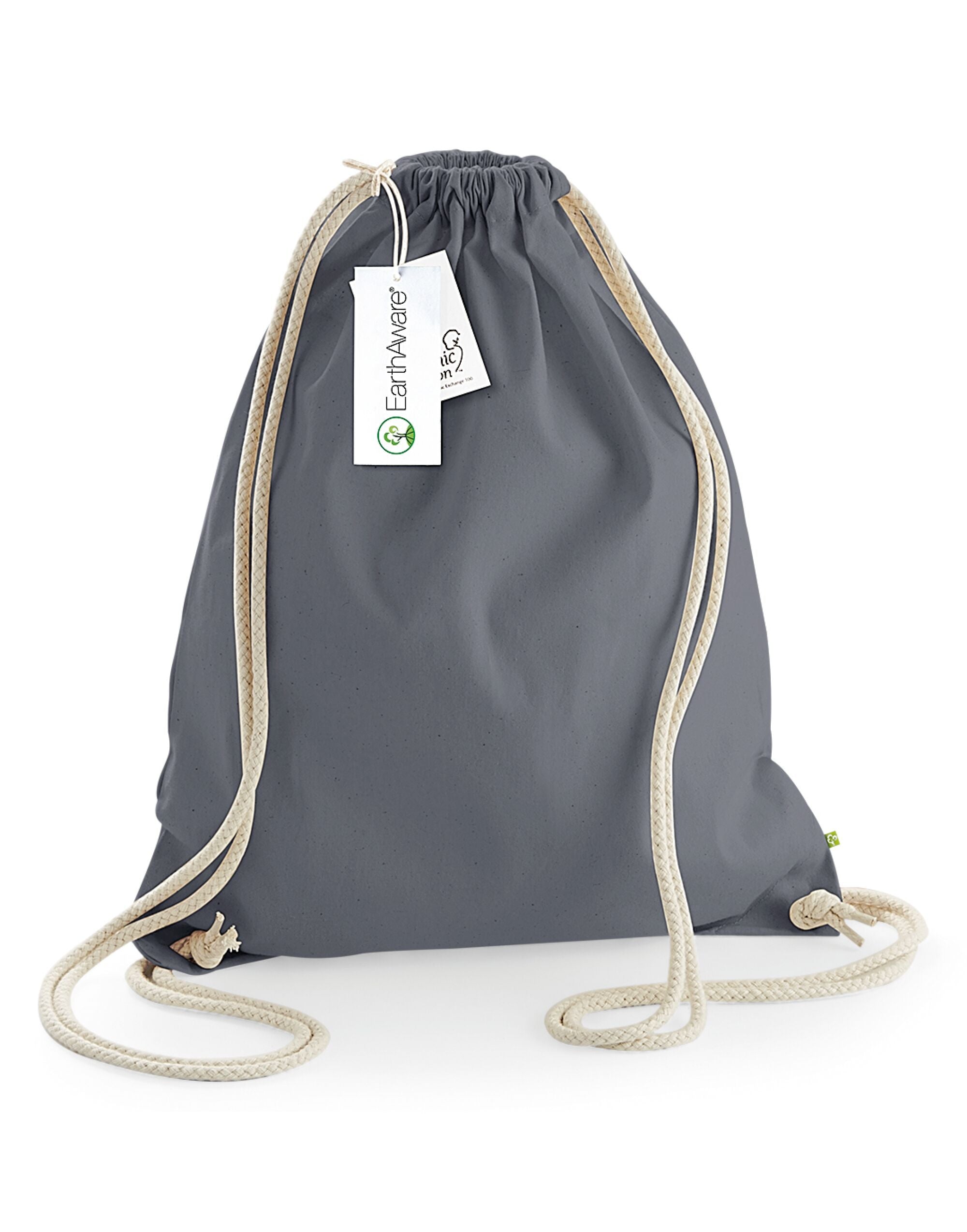 Westford Mill EarthAware Organic Gymsac w810 - Graphite O S - Customisable Bags