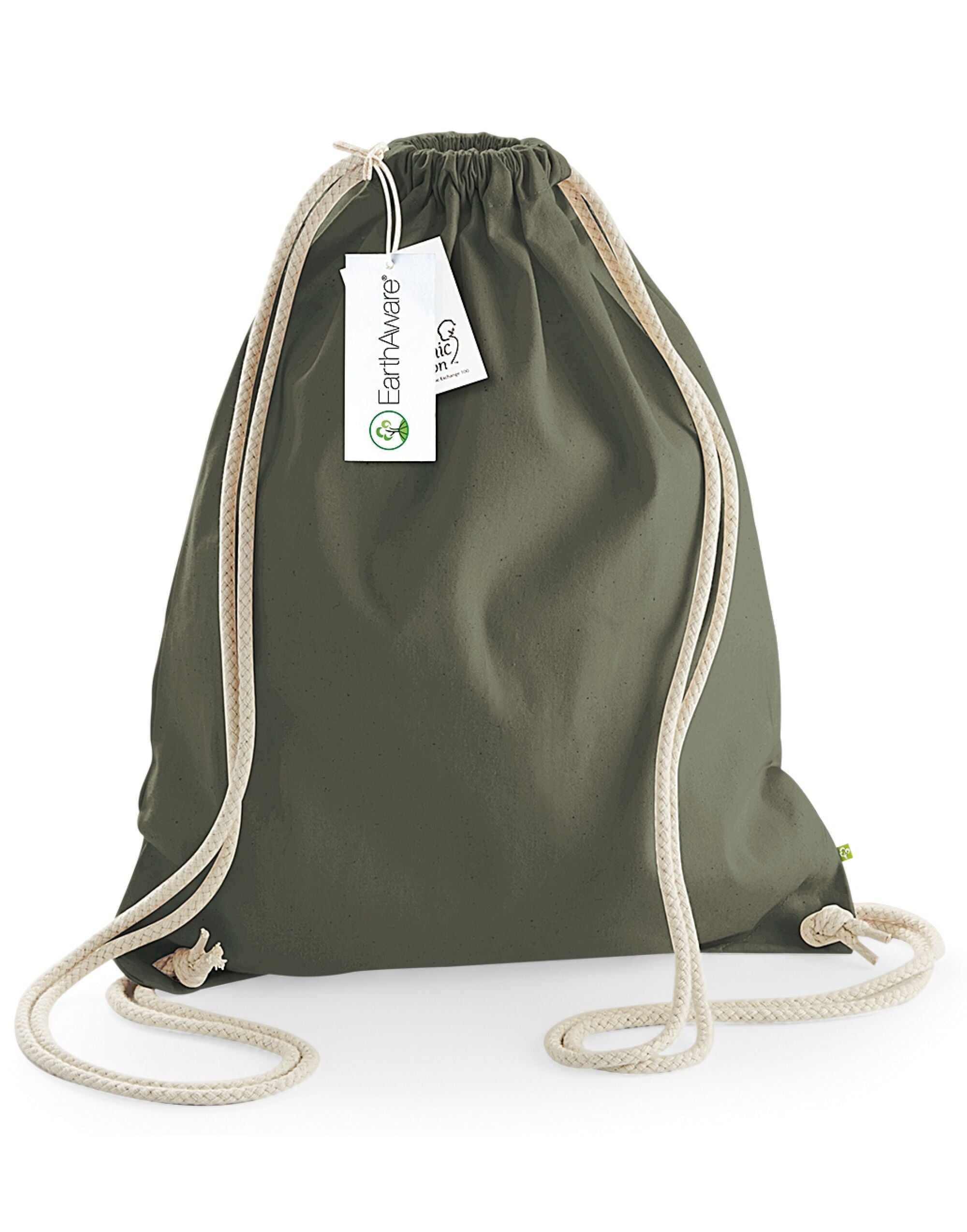 Westford Mill EarthAware Organic Gymsac w810 - Olive O S - Customisable Bags