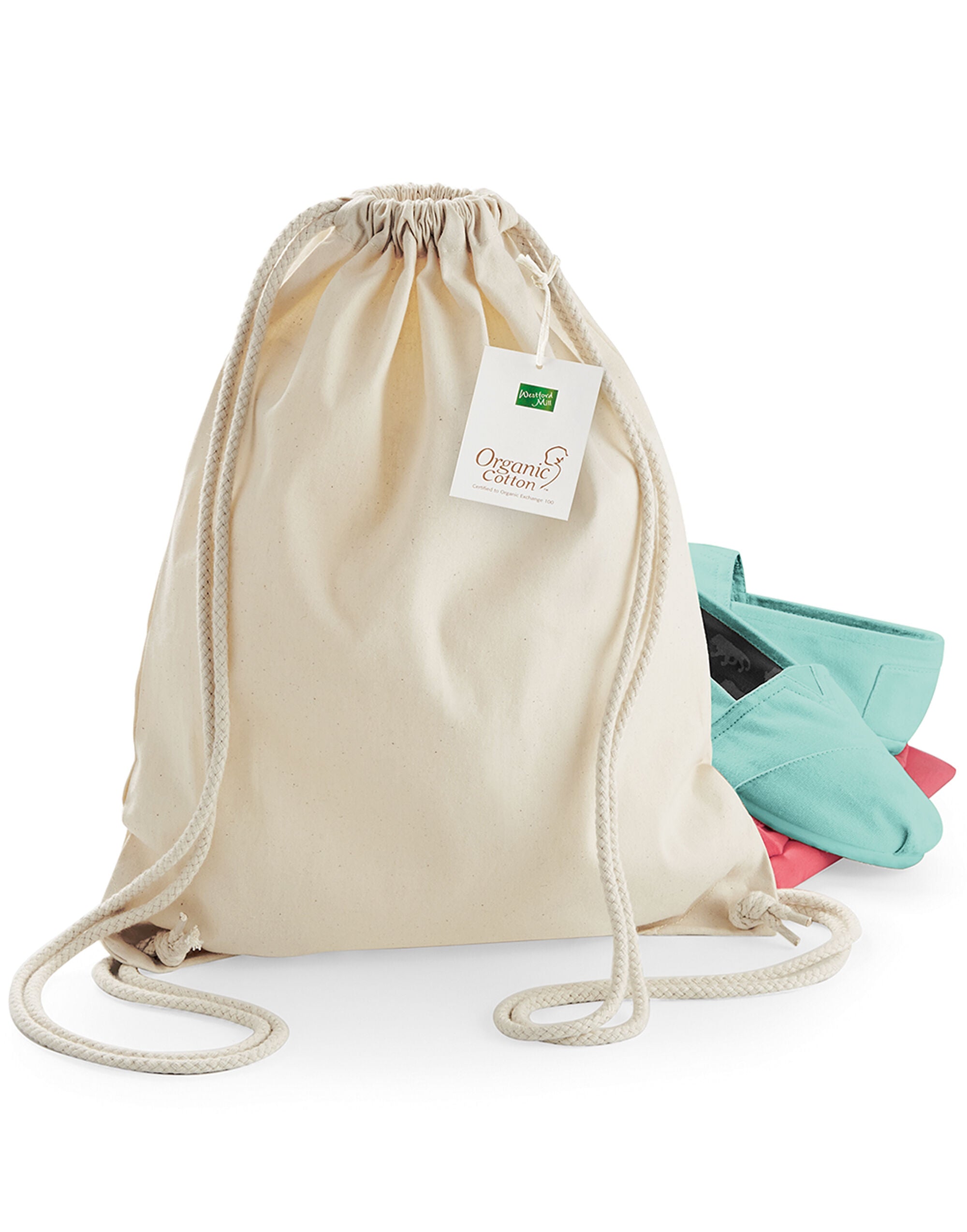 Westford Mill EarthAware Organic Gymsac w810 - Natural O S - Customisable Bags
