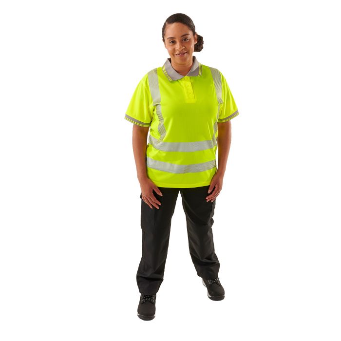 Supertouch - Ladies Hi Vis Yellow Savannah Birds Eye Polo - HV308 - - Customisable Shirt