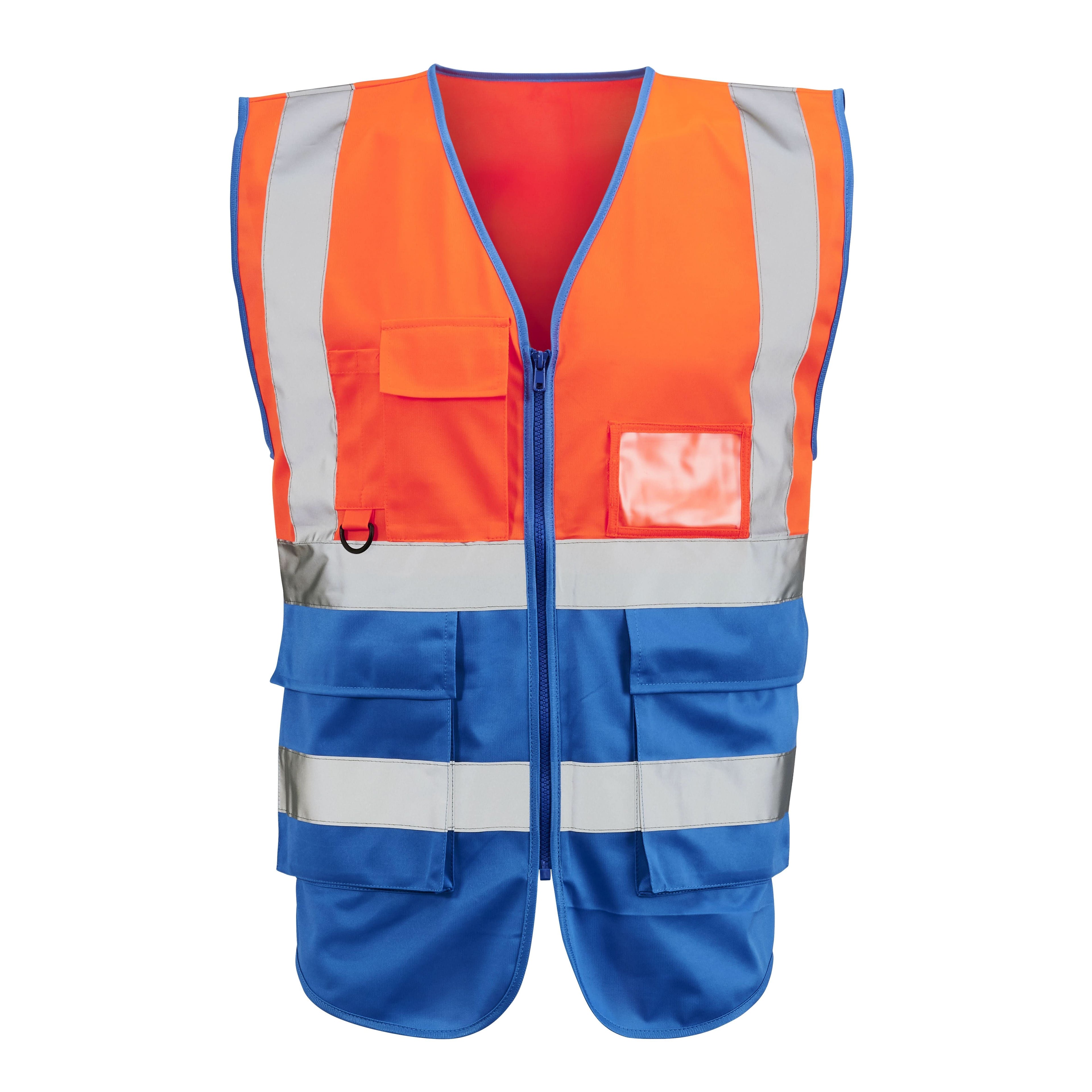 Hi-vis 2 tone executive vest - H117 - Orange Royal Blue - Customisable Vest