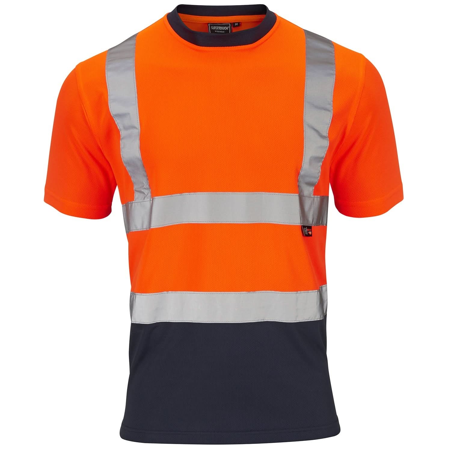 Supertouch - Supertouch Hi-Vis 2 Tone Orange T-Shirt - H137 - Orange Navy - Customisable Shirt