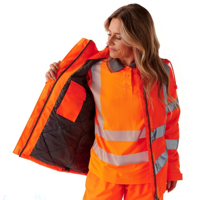 Supertouch - Ladies Hi Vis Orange Kamela Padded Jacket - HV301 - - Customisable Jacket
