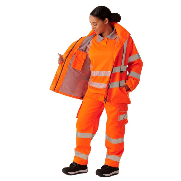 Supertouch - Ladies Hi Vis Orange Sophia Lightweight Jacket - HV303 - - Customisable Jacket