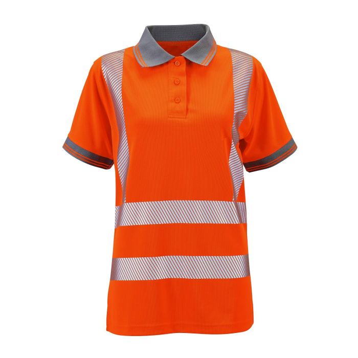 Supertouch - Ladies Hi Vis Orange Savannah Birds Eye Polo - HV309 - Orange - Customisable Shirt