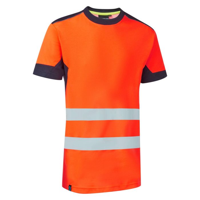 System Hi-Vis Eco CottonCool Orange T-Shirt - SYS12 - Orange Navy - Customisable T-Shirt