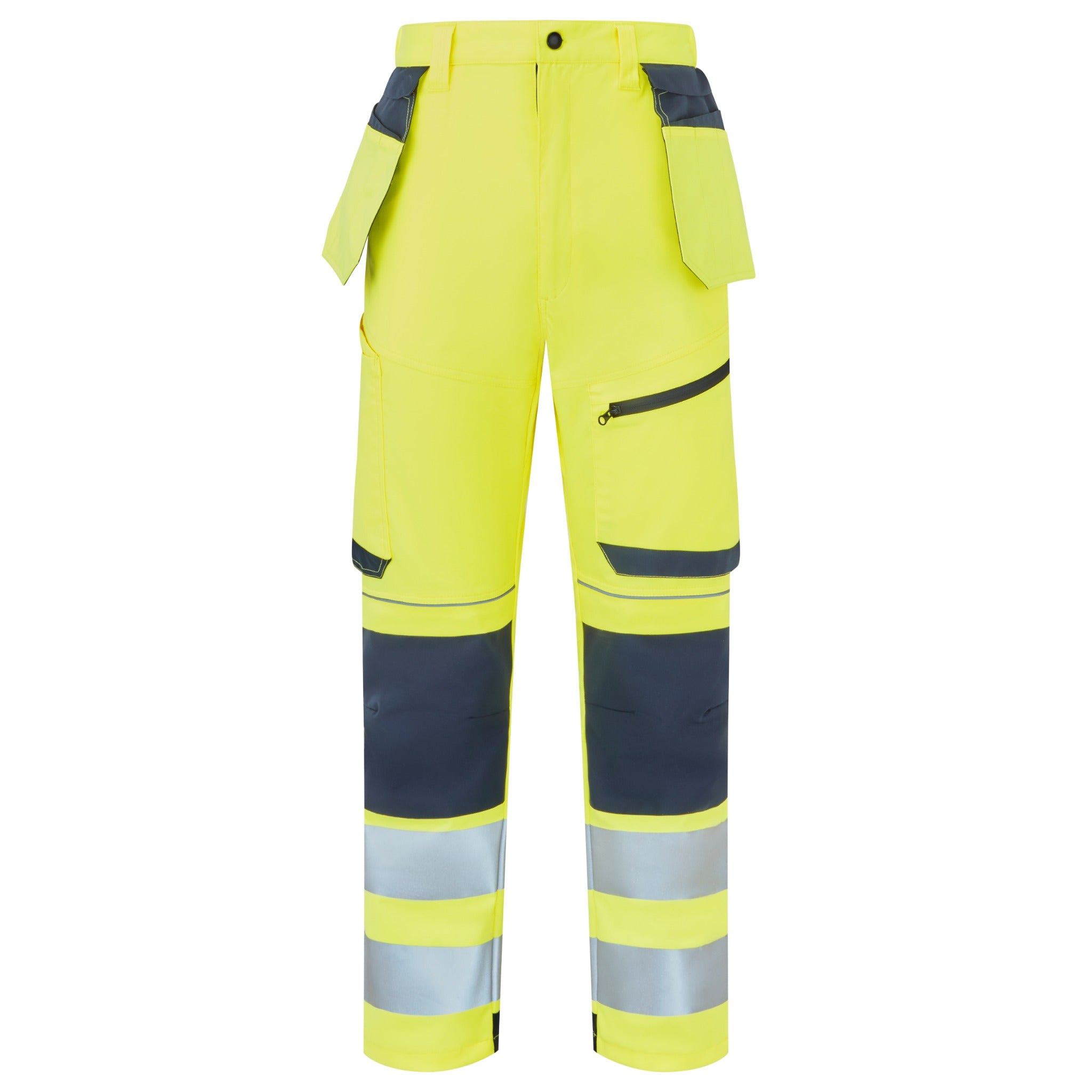 System Hi-Vis Eco Stretch Removable Holster Yellow Trousers - SYS13 - Yellow Navy - Customisable TROUSERS