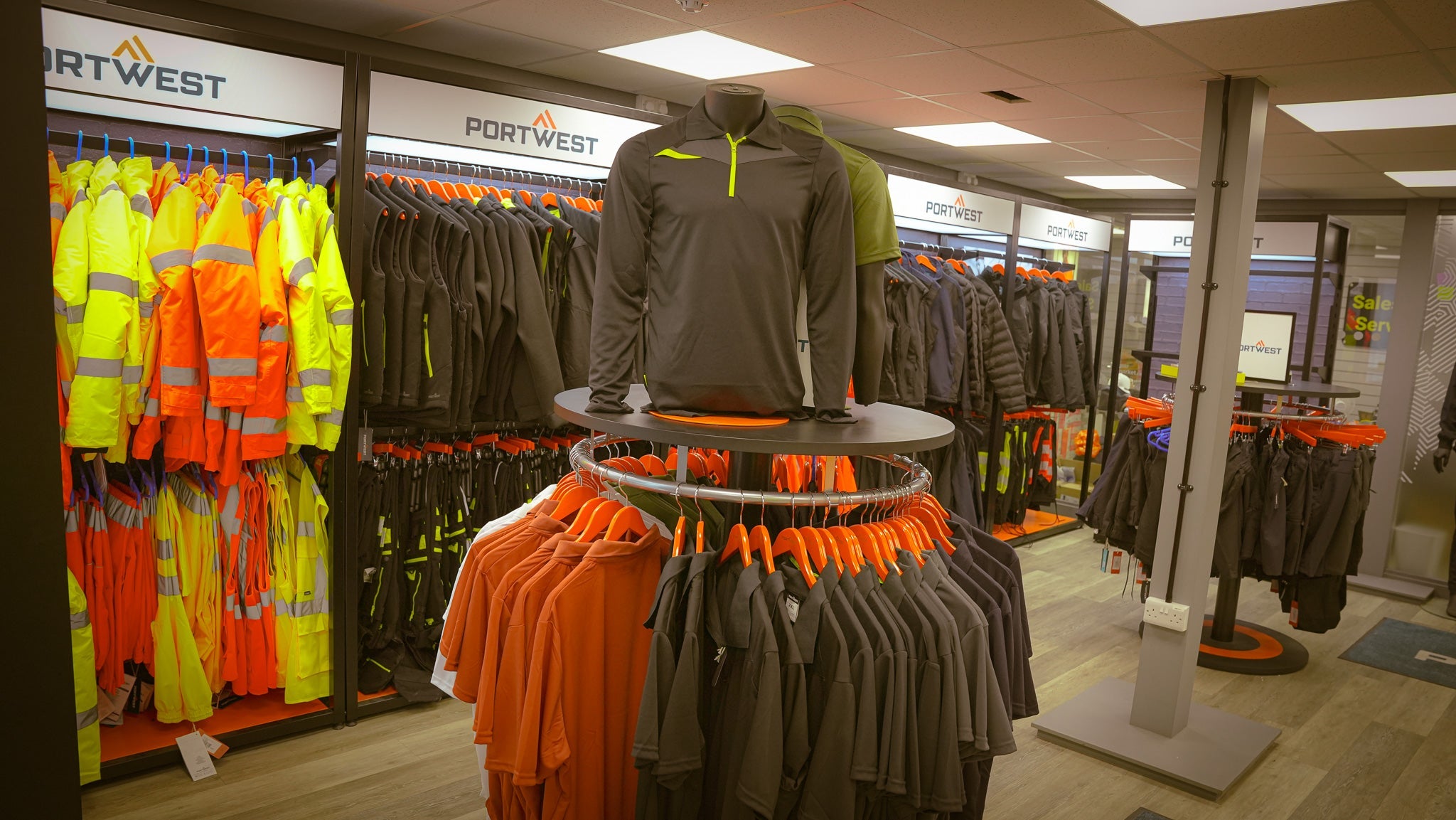 Workwear Supermarket showroom with PPE and workwear stock