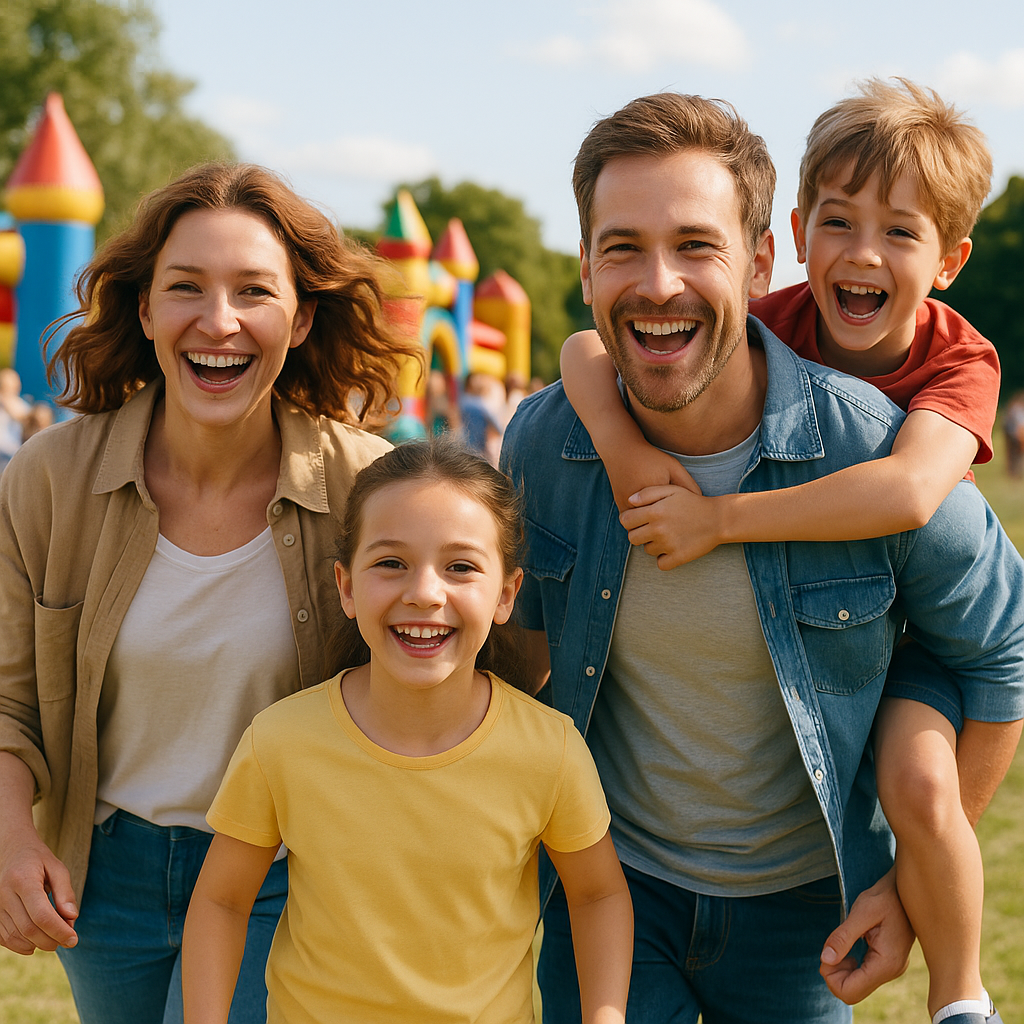 family having fun in the august bank holiday