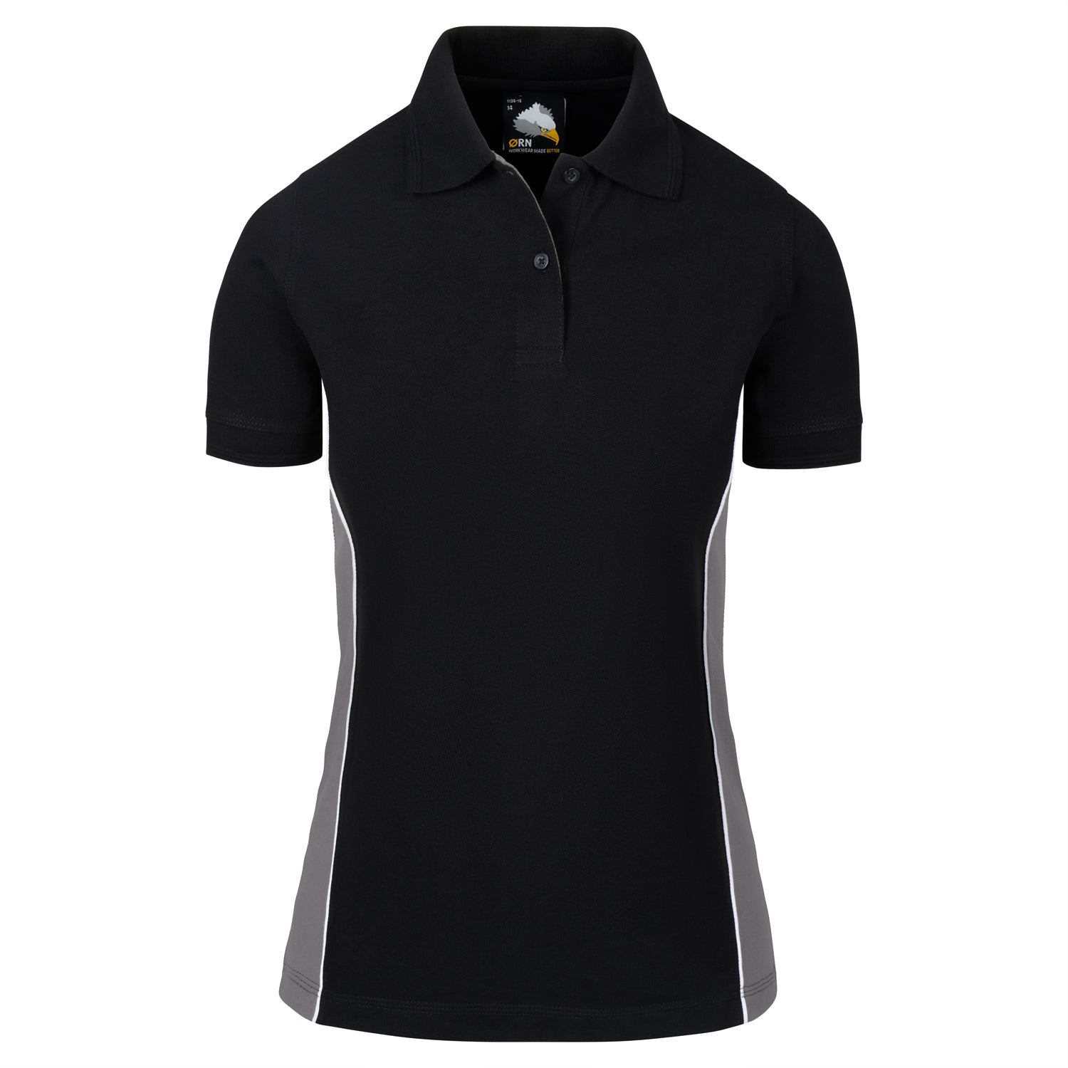 Orn Ladies Silverswift Poloshirt - Black - Graphite - 1186 - Black - Graphite - Customisable T-Shirts &amp; Poloshirts